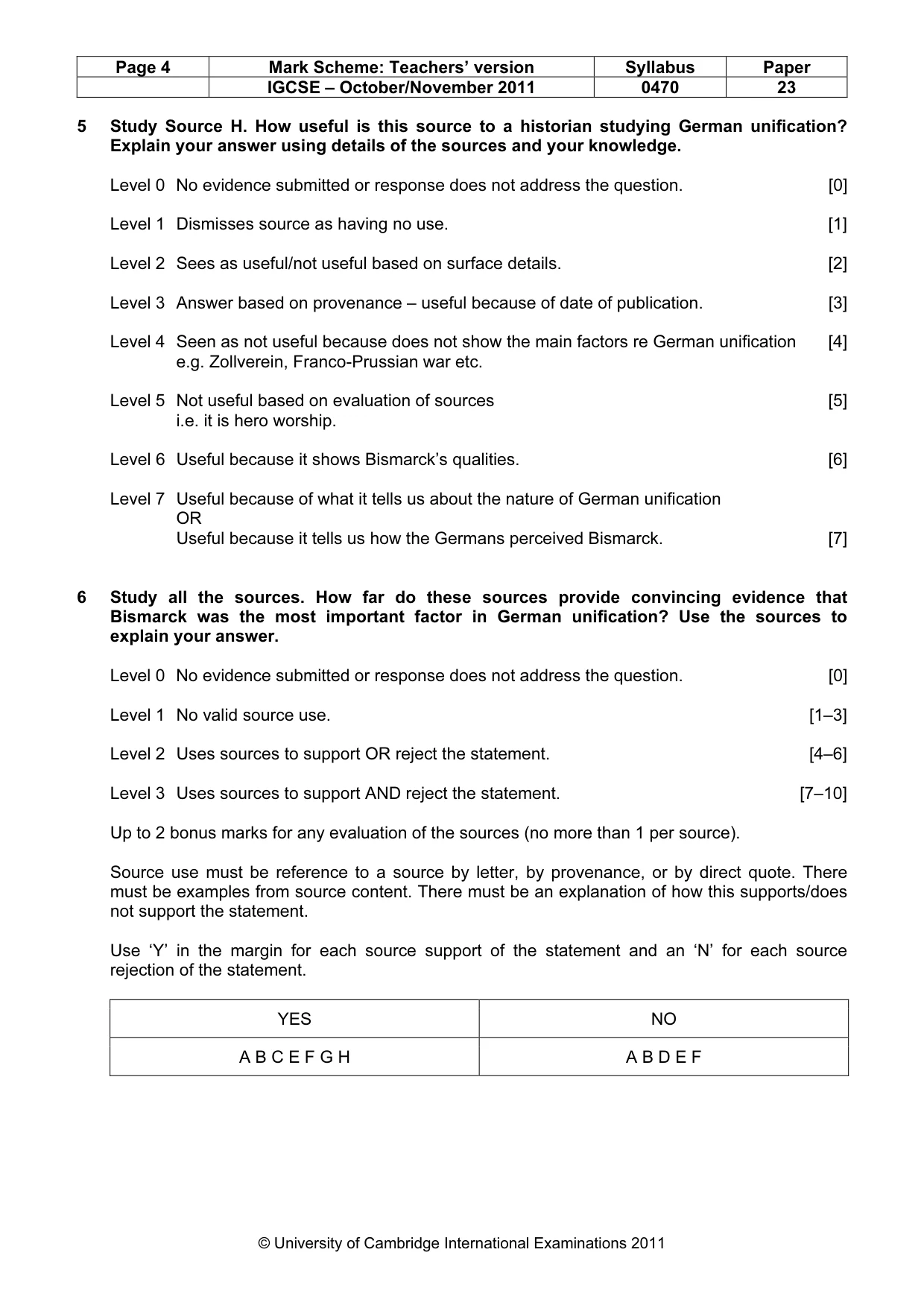 Mark scheme, page 4 of 7