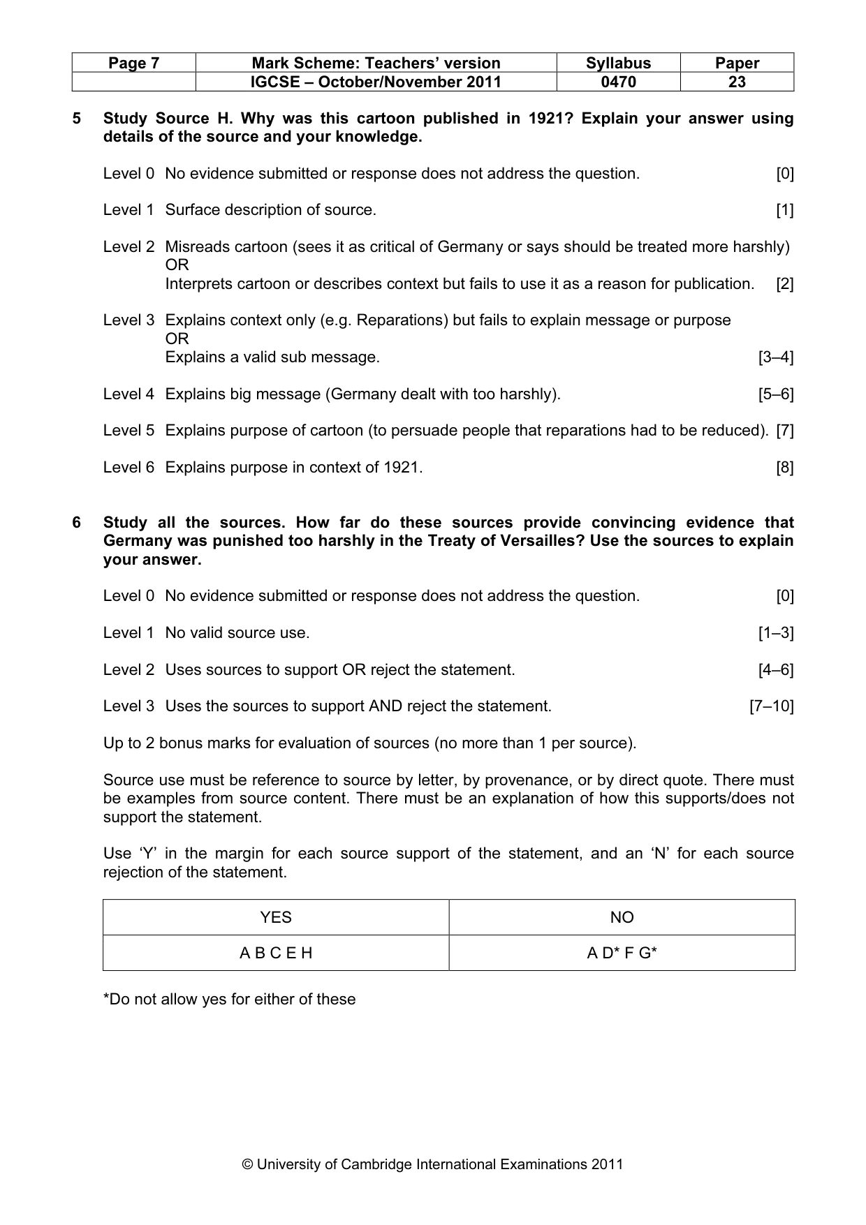 Mark scheme, page 7 of 7
