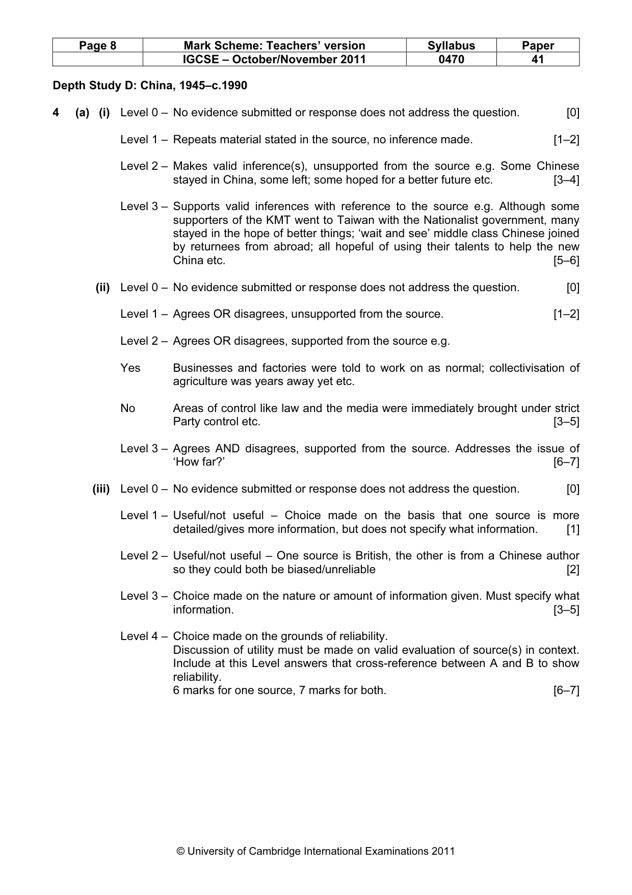 Mark scheme, page 8 of 17