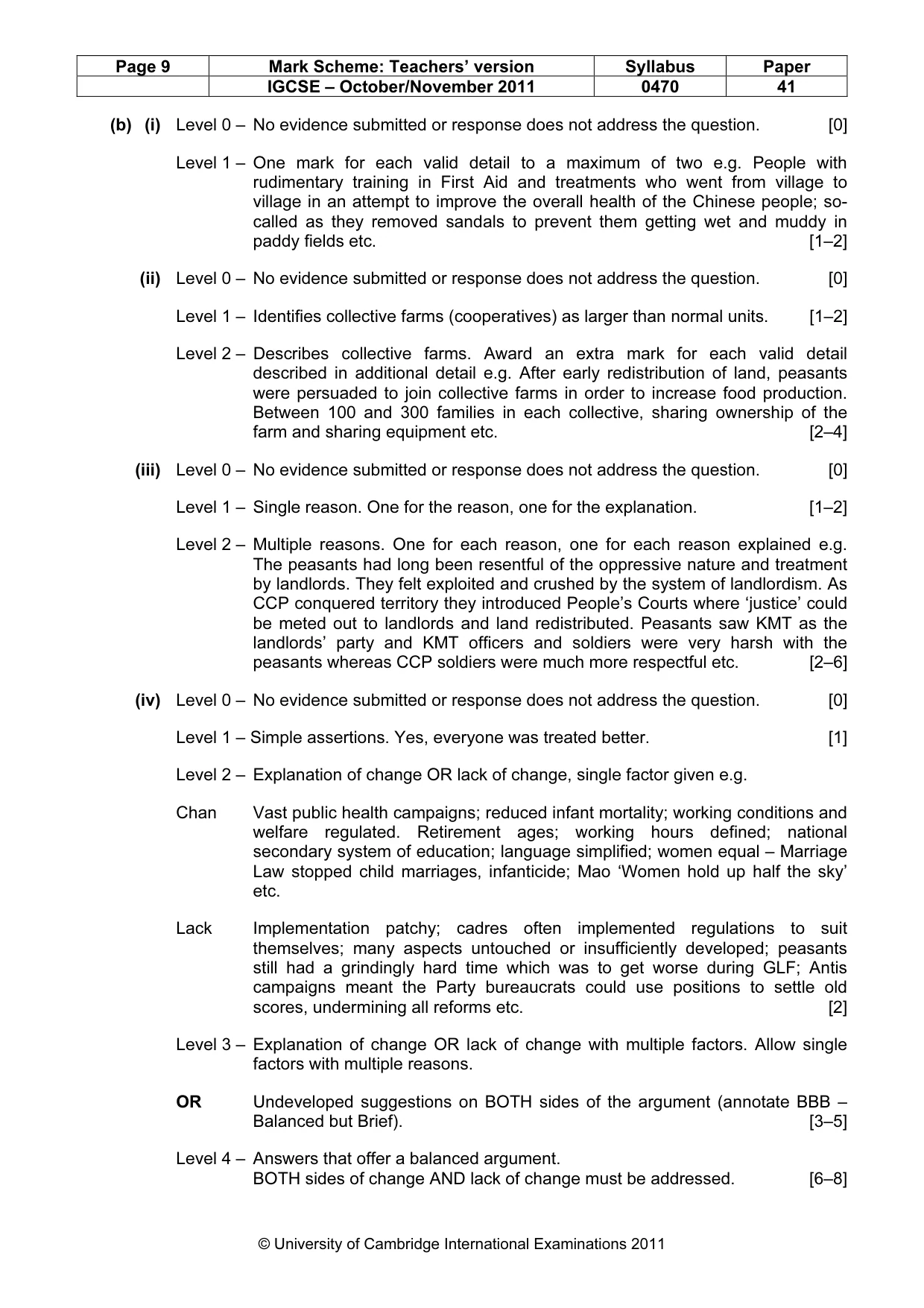 Mark scheme, page 9 of 17