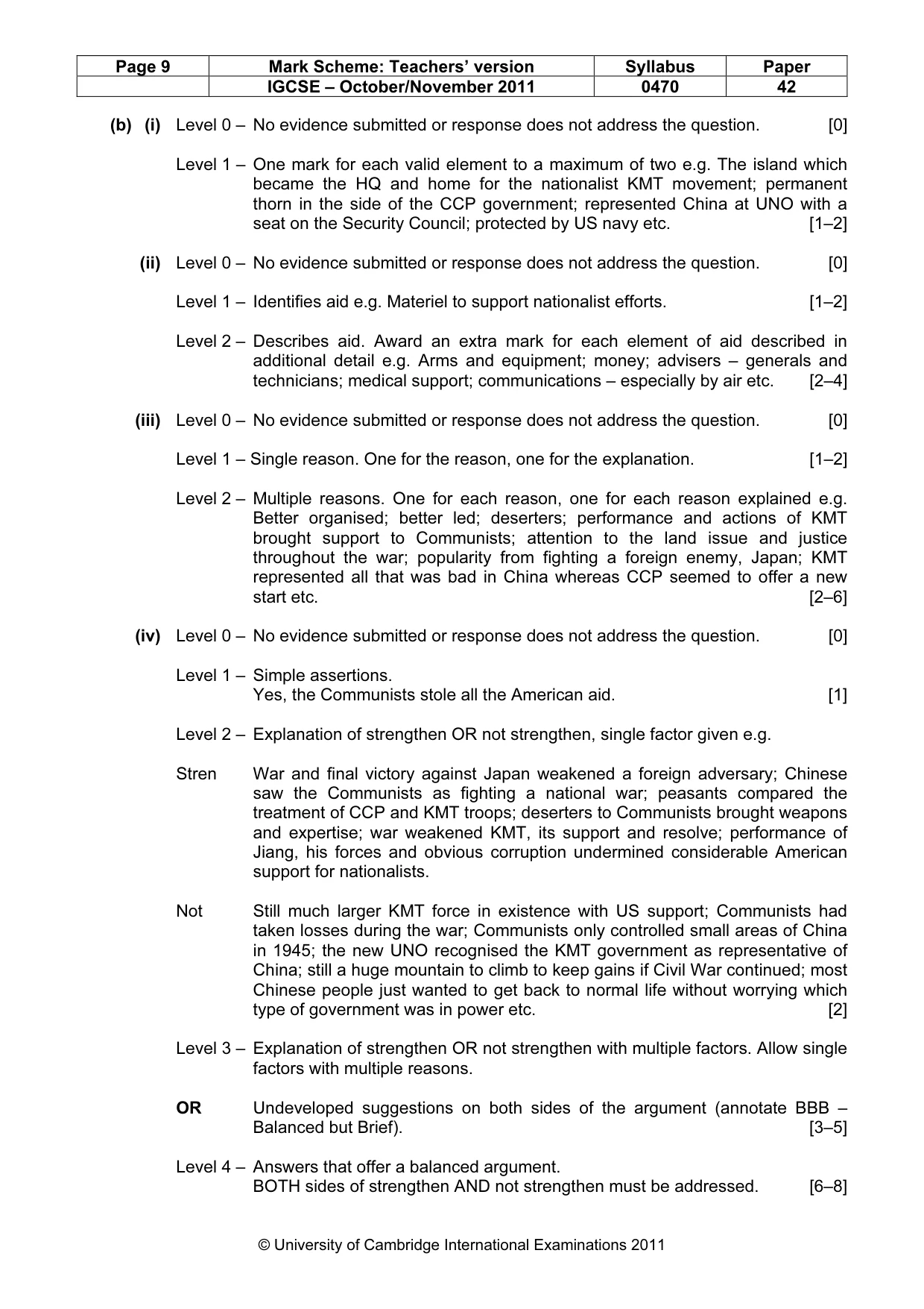 Mark scheme, page 9 of 17