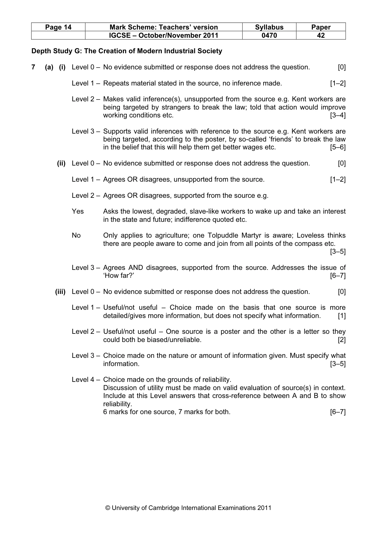 Mark scheme, page 14 of 17