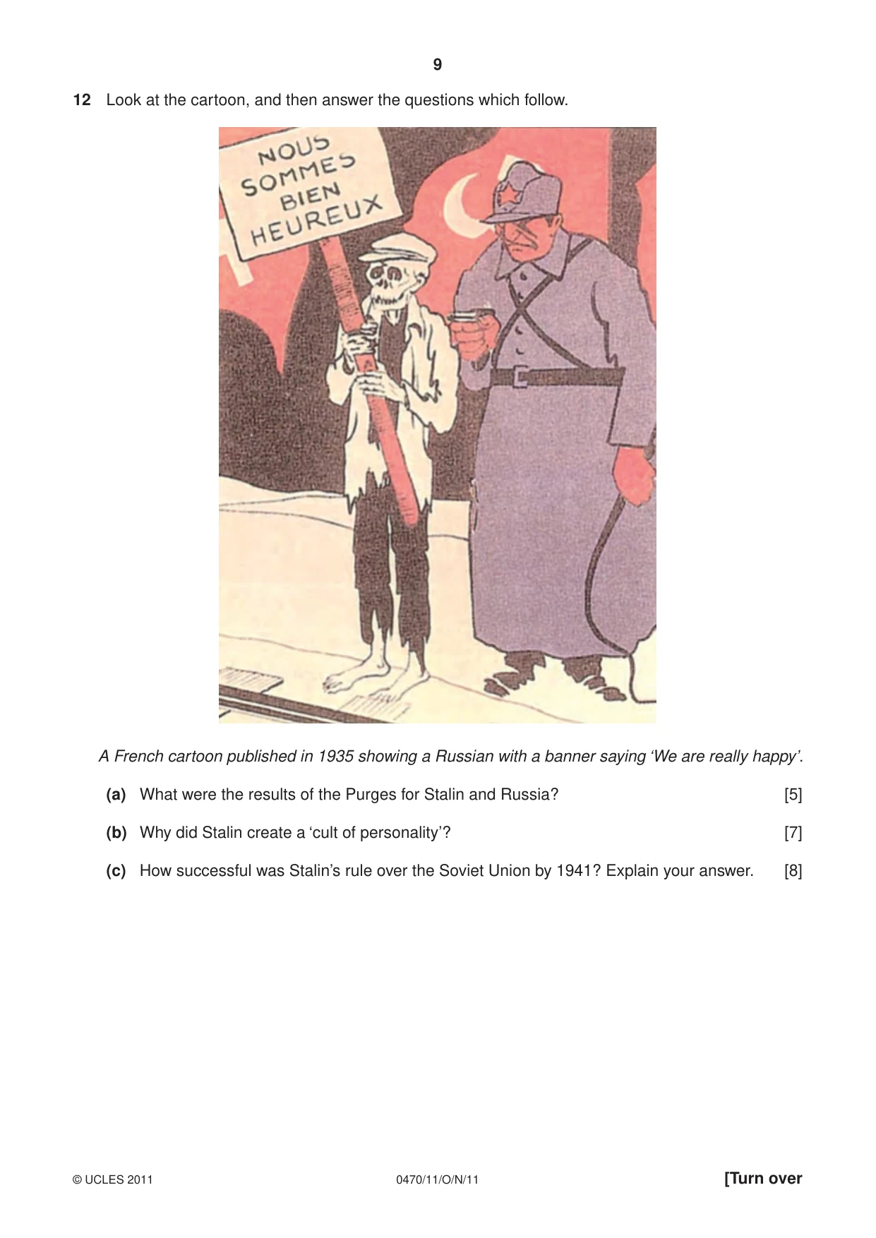 Cambridge IGCSE History 0470 2011 Oct/Nov Paper 1 · Variant 1 question paper, page 9 of 20