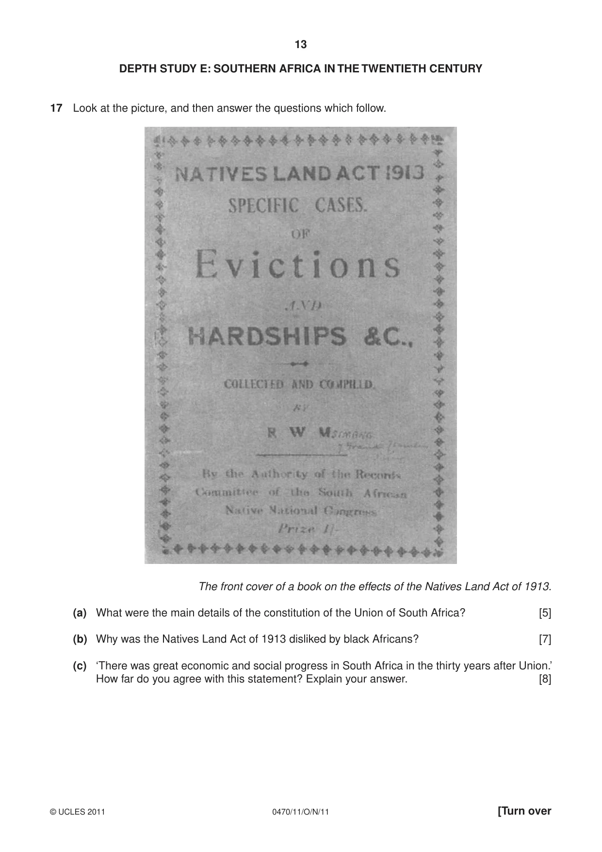 Cambridge IGCSE History 0470 2011 Oct/Nov Paper 1 · Variant 1 question paper, page 13 of 20