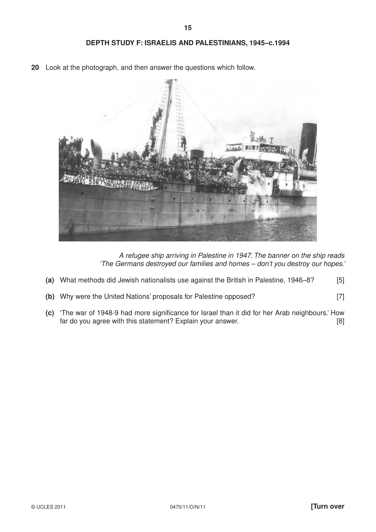 Cambridge IGCSE History 0470 2011 Oct/Nov Paper 1 · Variant 1 question paper, page 15 of 20