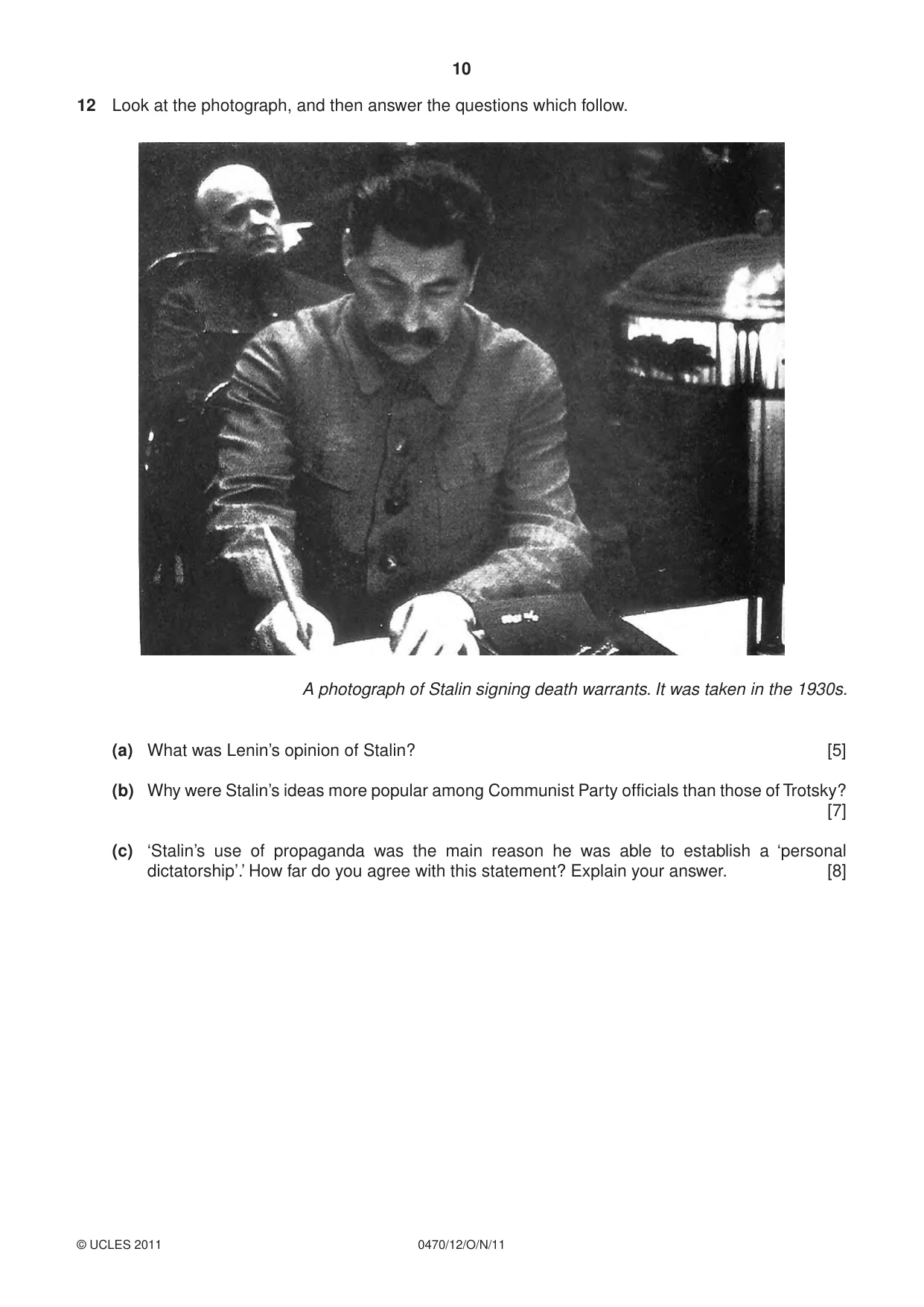 Cambridge IGCSE History 0470 2011 Oct/Nov Paper 1 · Variant 2 question paper, page 10 of 20