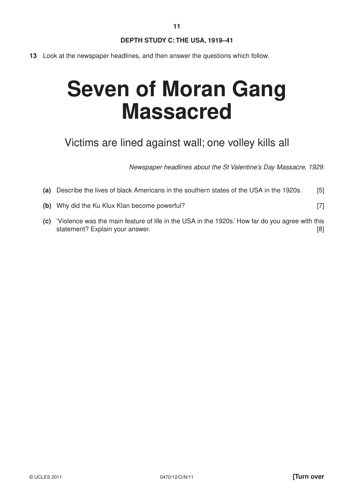 Cambridge IGCSE History 0470 2011 Oct/Nov Paper 1 · Variant 2 question paper, page 11 of 20