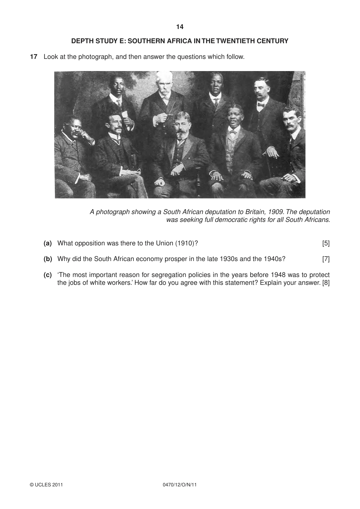 Cambridge IGCSE History 0470 2011 Oct/Nov Paper 1 · Variant 2 question paper, page 14 of 20