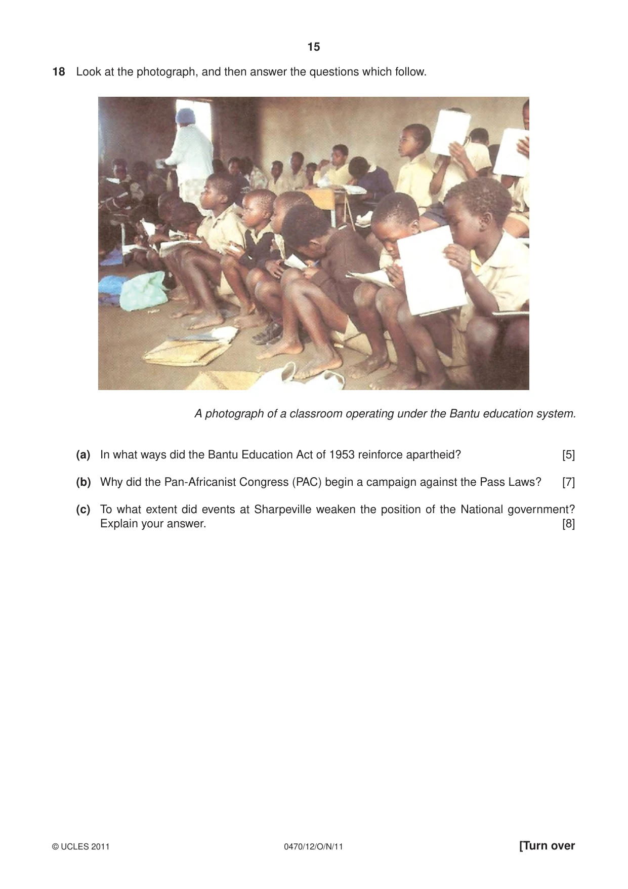 Cambridge IGCSE History 0470 2011 Oct/Nov Paper 1 · Variant 2 question paper, page 15 of 20