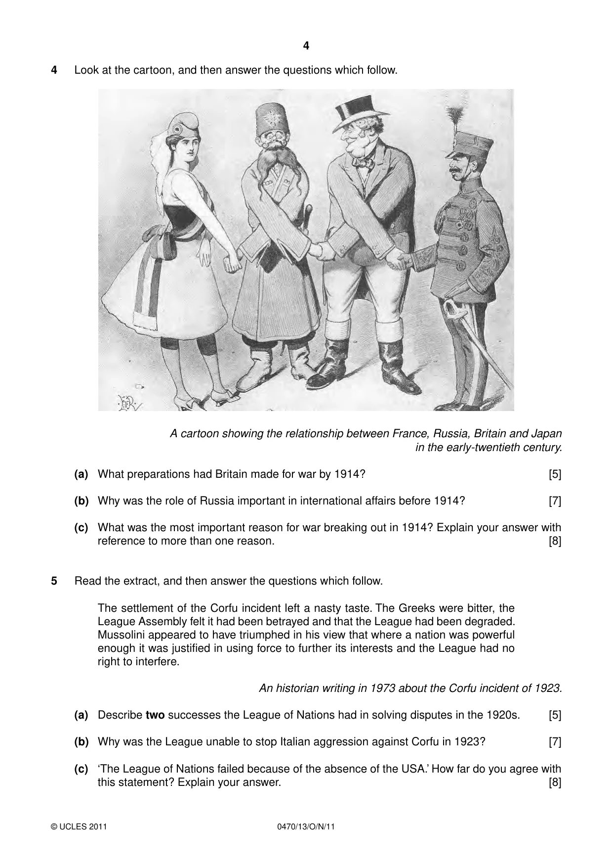 Cambridge IGCSE History 0470 2011 Oct/Nov Paper 1 · Variant 3 question paper, page 4 of 20