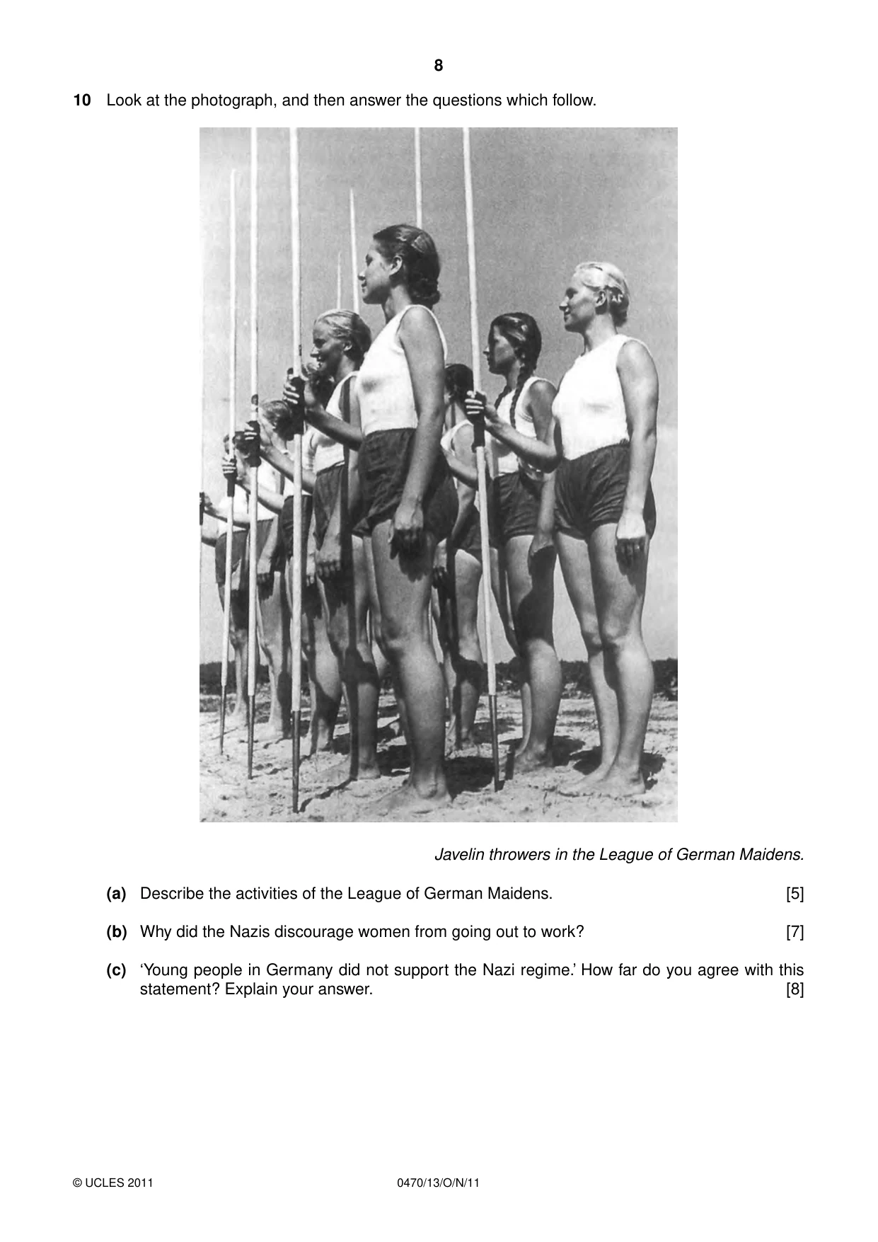Cambridge IGCSE History 0470 2011 Oct/Nov Paper 1 · Variant 3 question paper, page 8 of 20