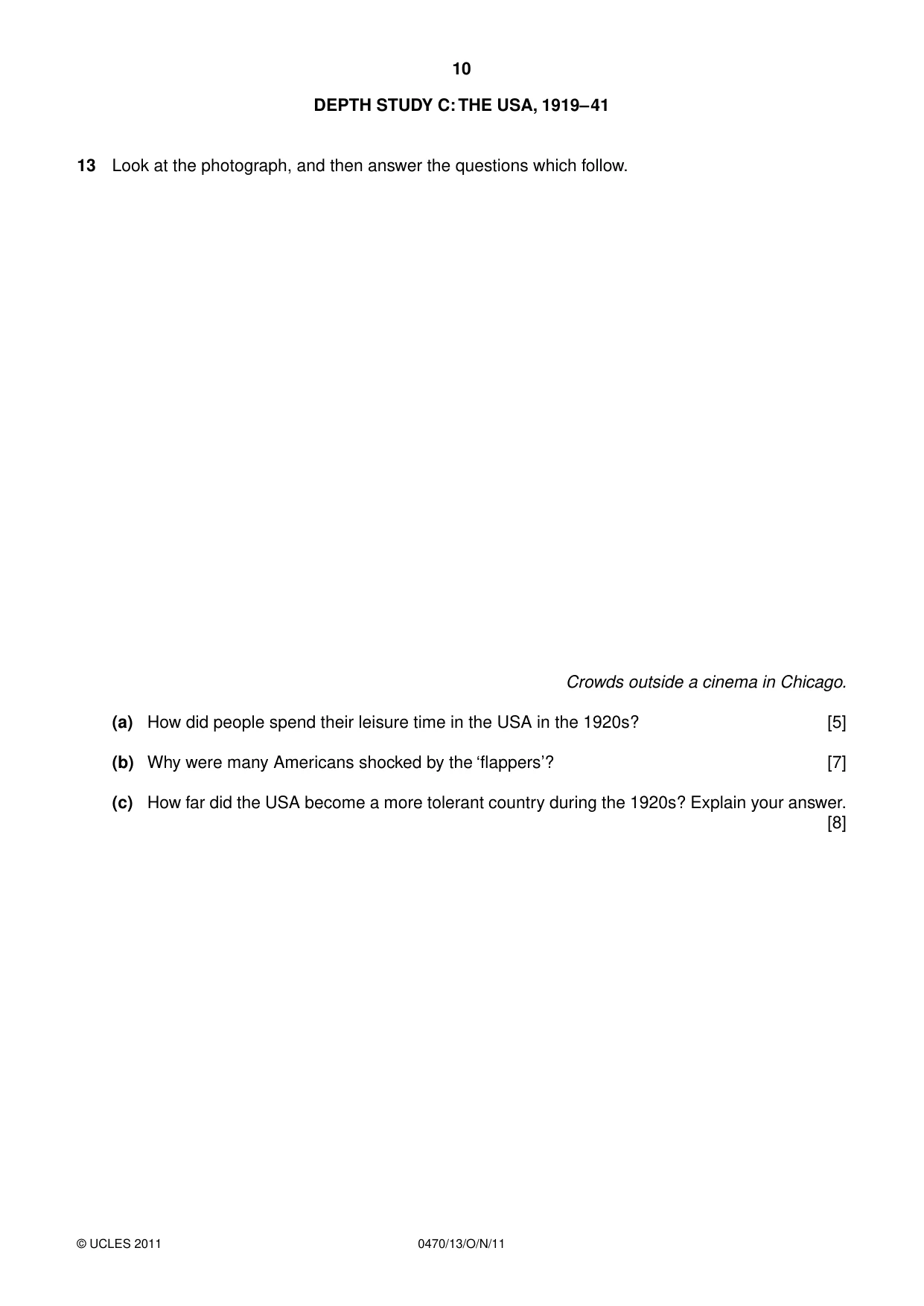 Cambridge IGCSE History 0470 2011 Oct/Nov Paper 1 · Variant 3 question paper, page 10 of 20