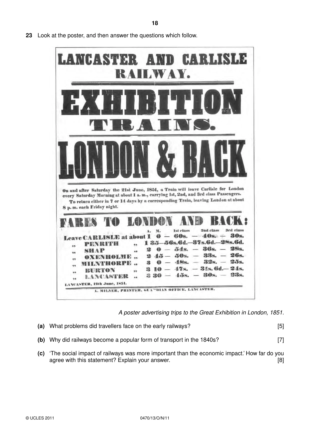 Cambridge IGCSE History 0470 2011 Oct/Nov Paper 1 · Variant 3 question paper, page 18 of 20