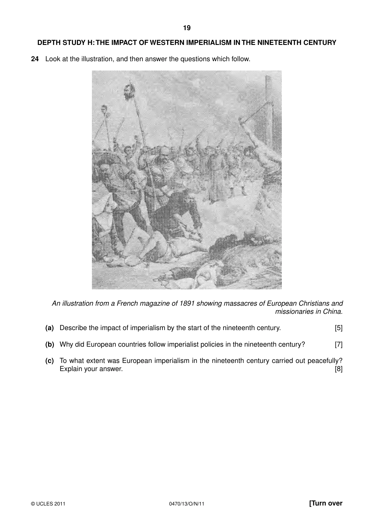 Cambridge IGCSE History 0470 2011 Oct/Nov Paper 1 · Variant 3 question paper, page 19 of 20