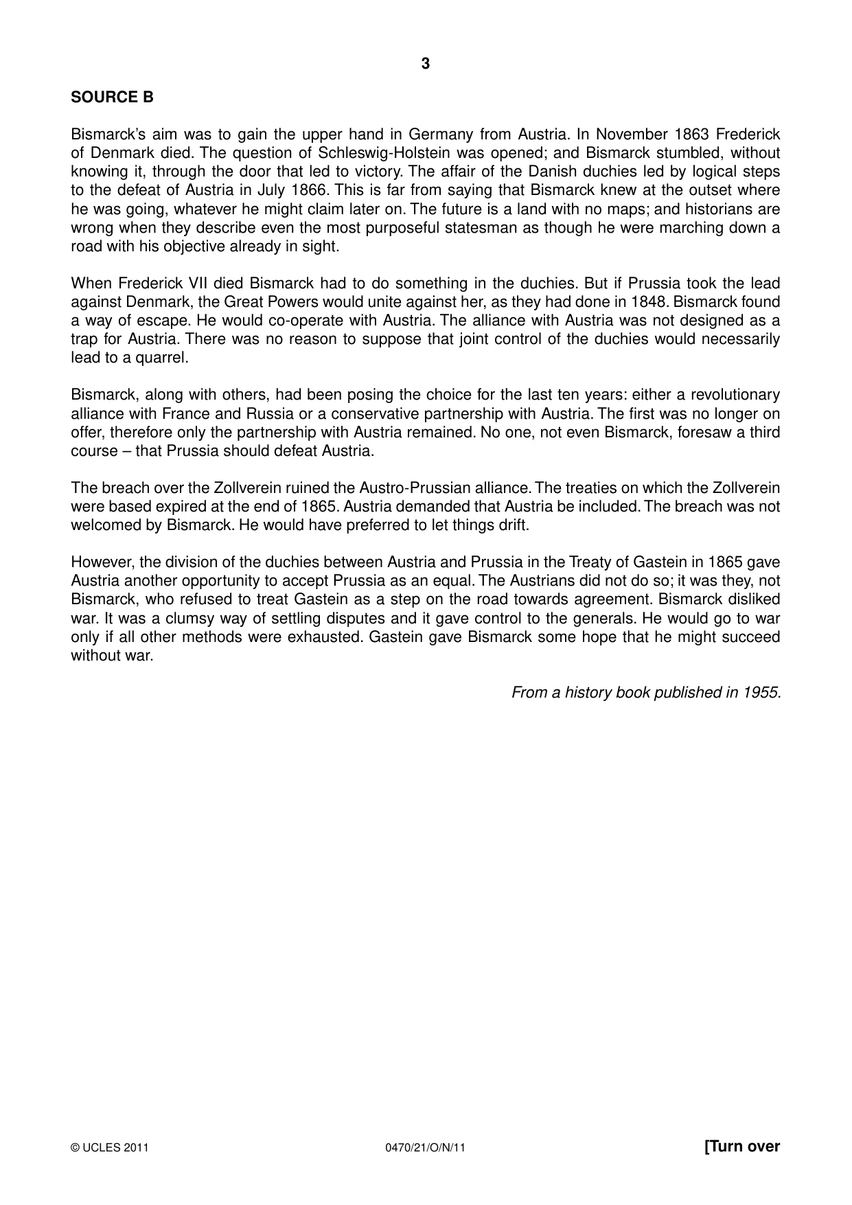 Cambridge IGCSE History 0470 2011 Oct/Nov Paper 2 · Variant 1 question paper, page 3 of 16