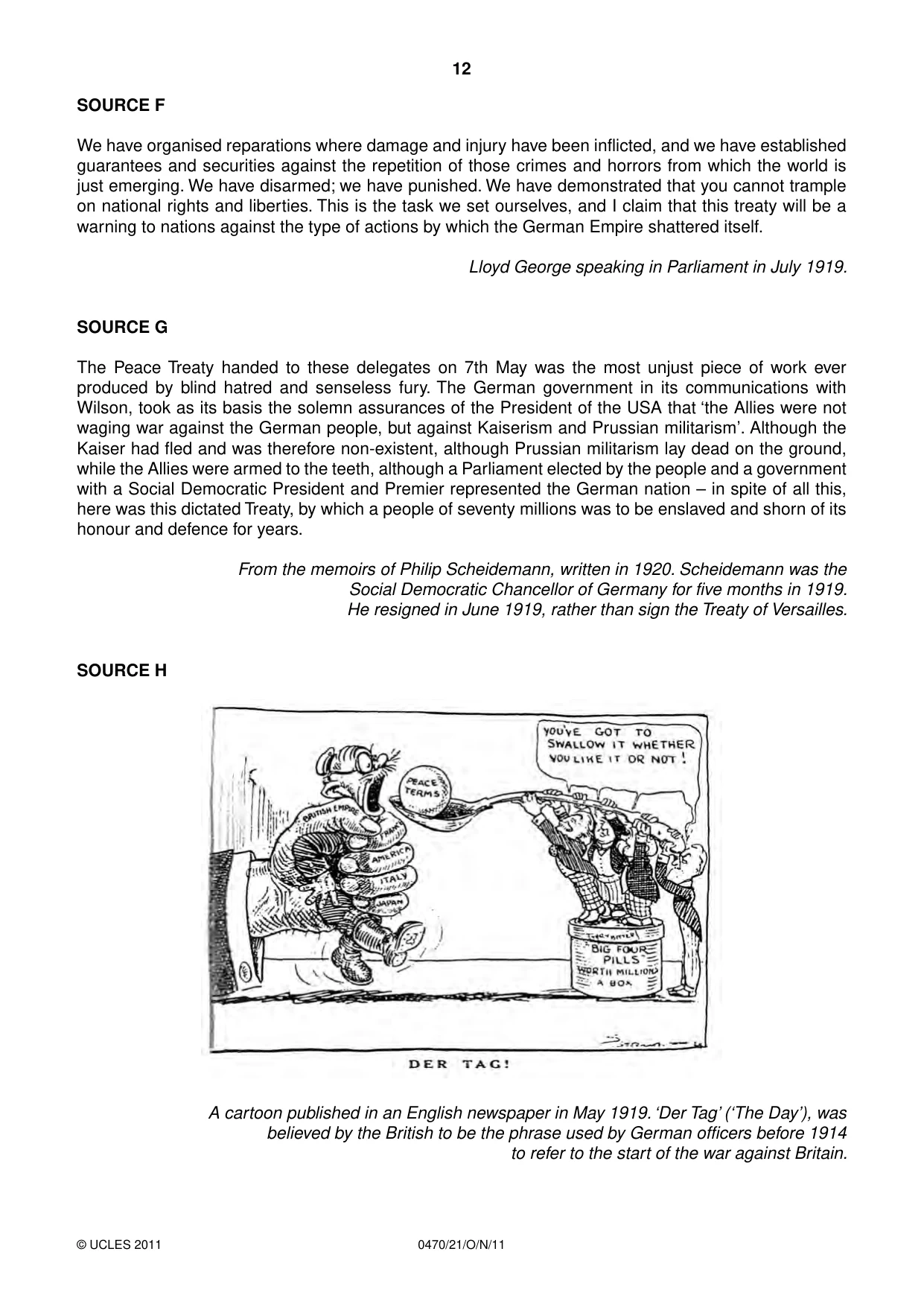 Cambridge IGCSE History 0470 2011 Oct/Nov Paper 2 · Variant 1 question paper, page 12 of 16