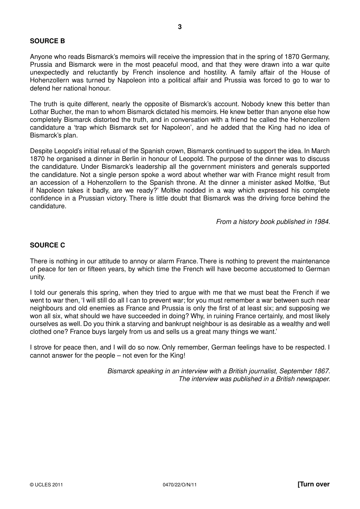 Cambridge IGCSE History 0470 2011 Oct/Nov Paper 2 · Variant 2 question paper, page 3 of 12