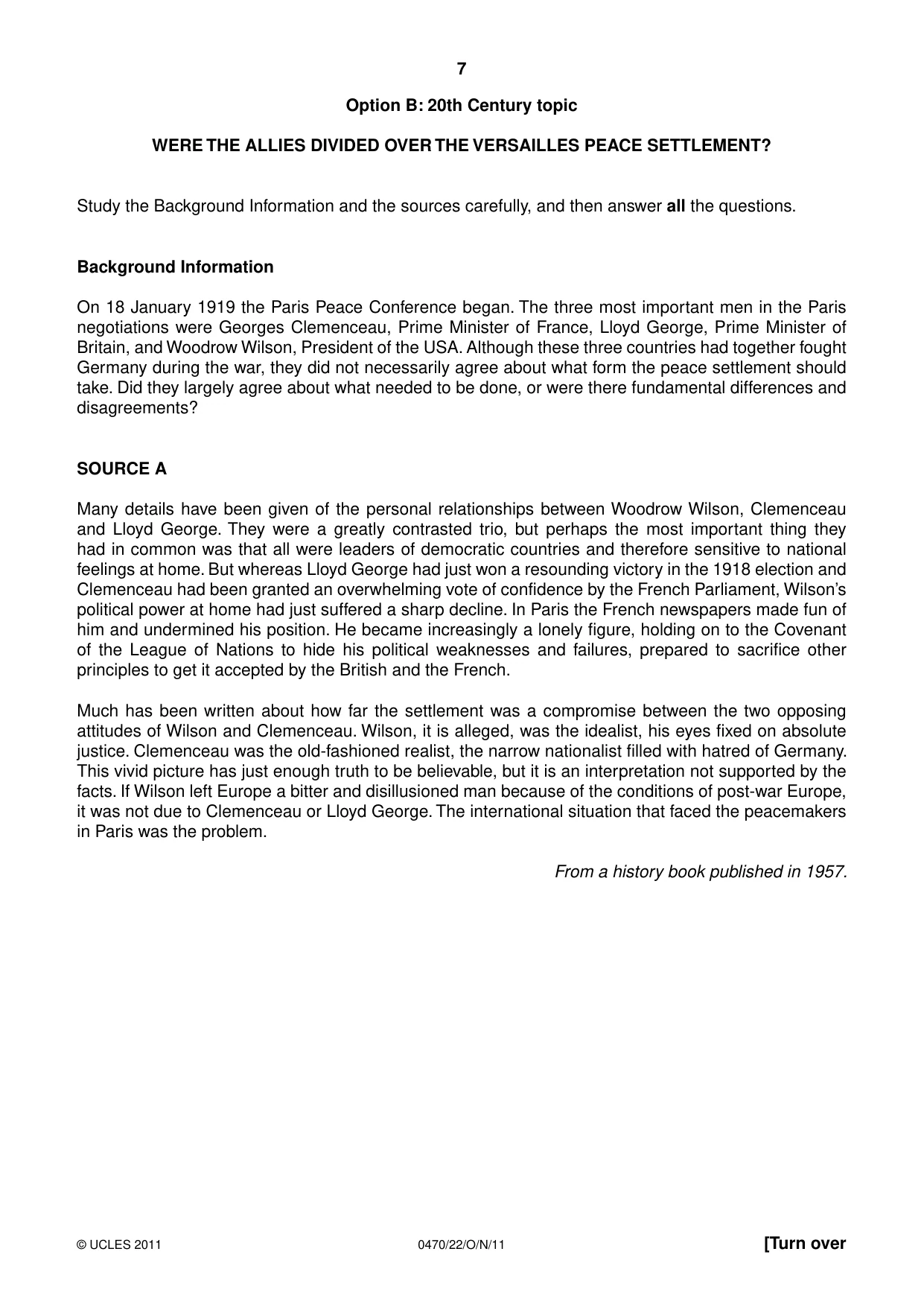Cambridge IGCSE History 0470 2011 Oct/Nov Paper 2 · Variant 2 question paper, page 7 of 12