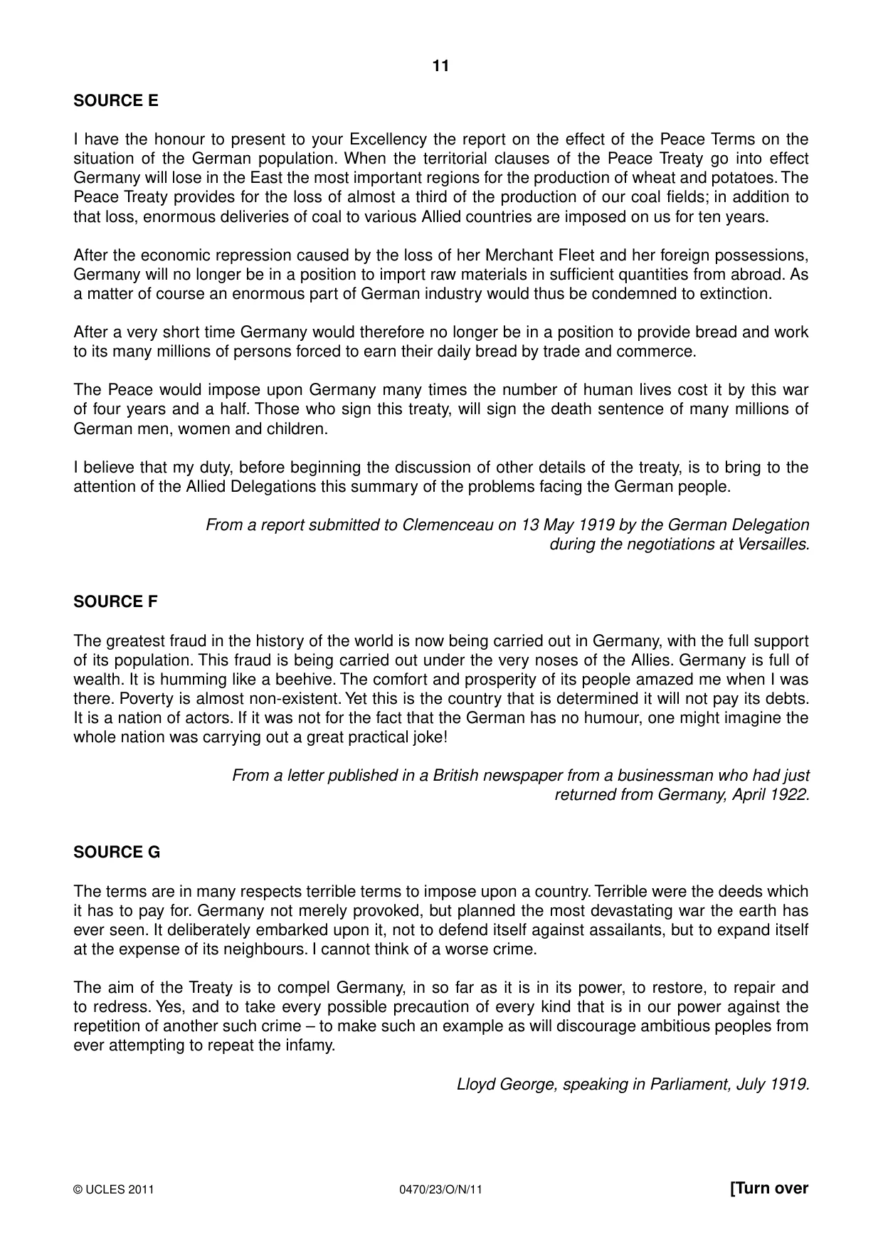 Cambridge IGCSE History 0470 2011 Oct/Nov Paper 2 · Variant 3 question paper, page 11 of 16