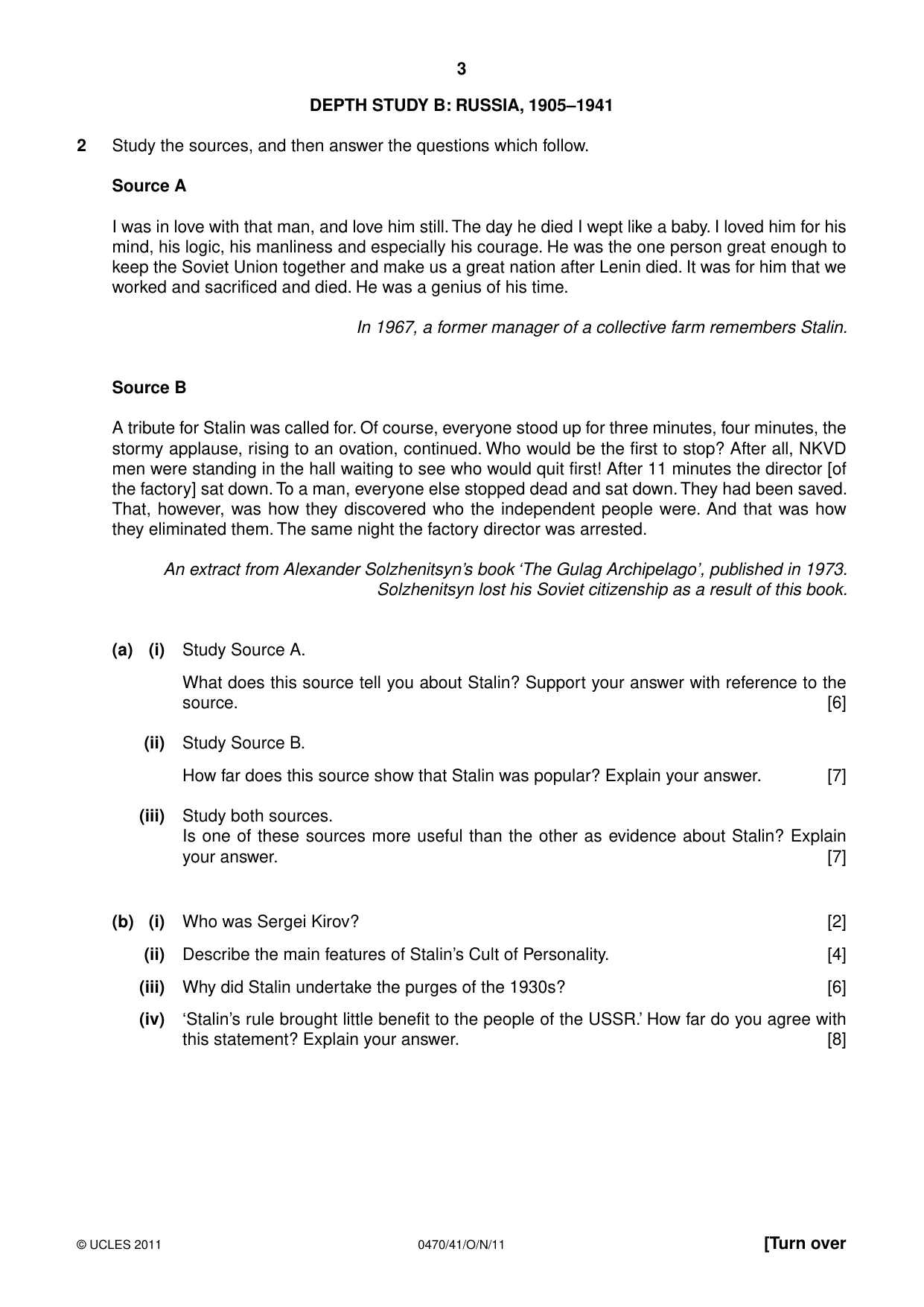 Cambridge IGCSE History 0470 2011 Oct/Nov Paper 4 · Variant 1 question paper, page 3 of 12