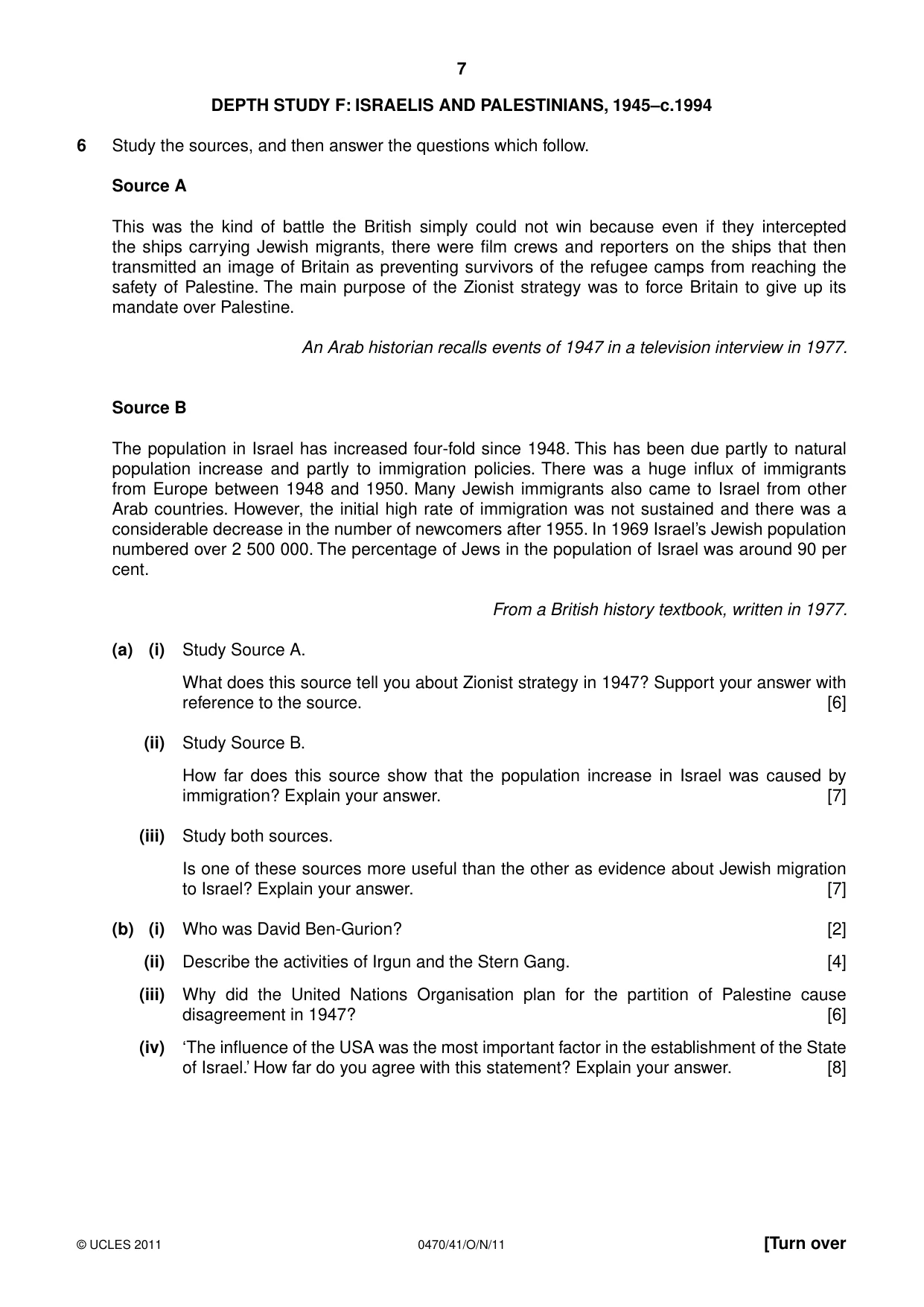 Cambridge IGCSE History 0470 2011 Oct/Nov Paper 4 · Variant 1 question paper, page 7 of 12