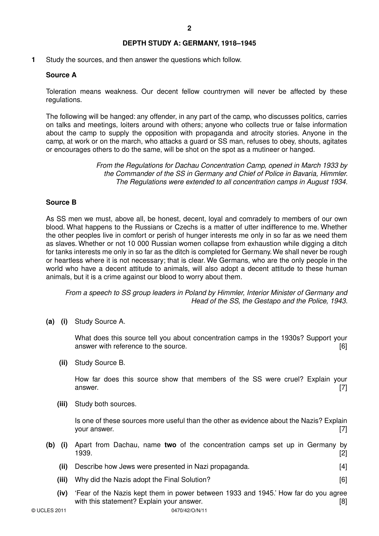 Cambridge IGCSE History 0470 2011 Oct/Nov Paper 4 · Variant 2 question paper, page 2 of 12