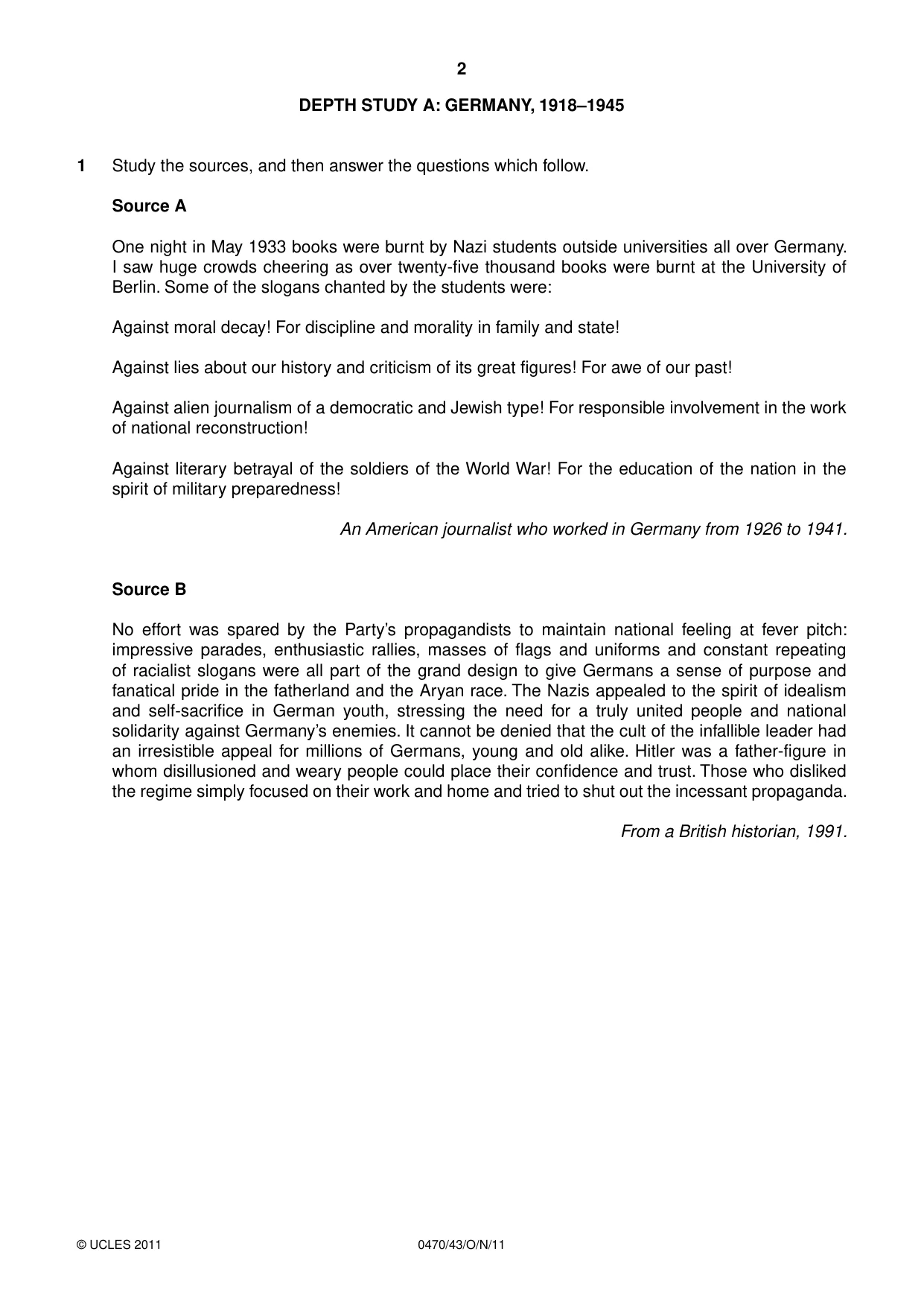 Cambridge IGCSE History 0470 2011 Oct/Nov Paper 4 · Variant 3 question paper, page 2 of 12