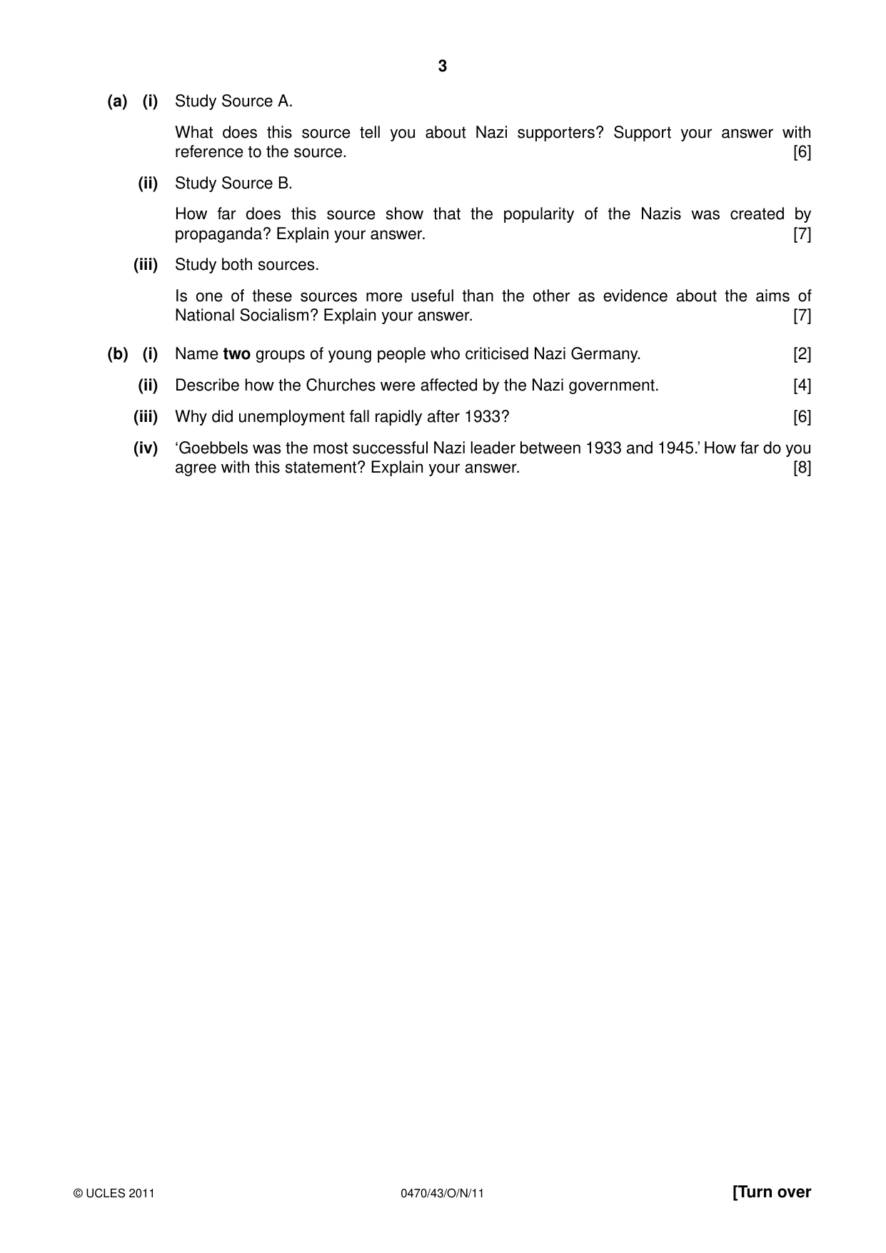 Cambridge IGCSE History 0470 2011 Oct/Nov Paper 4 · Variant 3 question paper, page 3 of 12