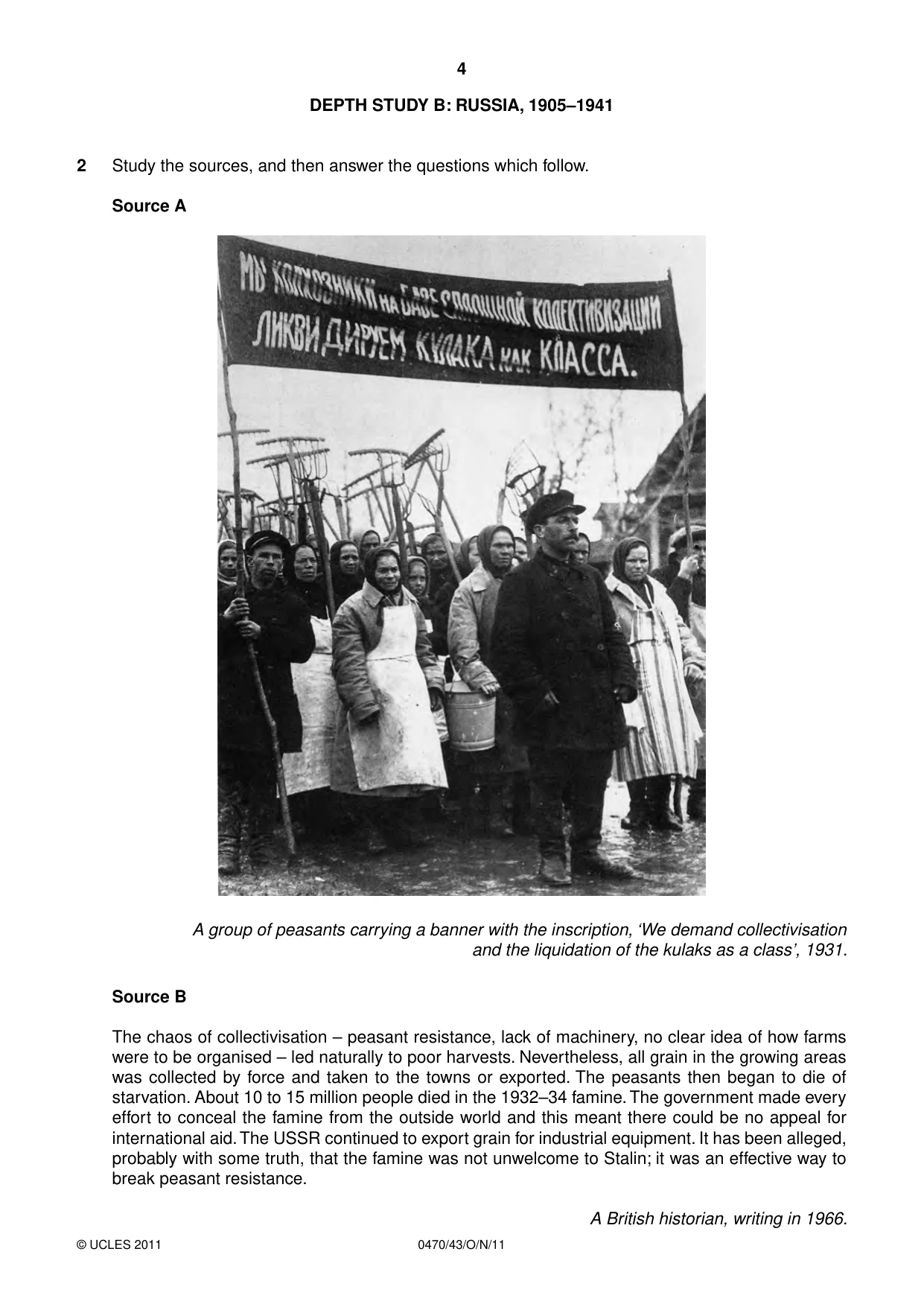 Cambridge IGCSE History 0470 2011 Oct/Nov Paper 4 · Variant 3 question paper, page 4 of 12