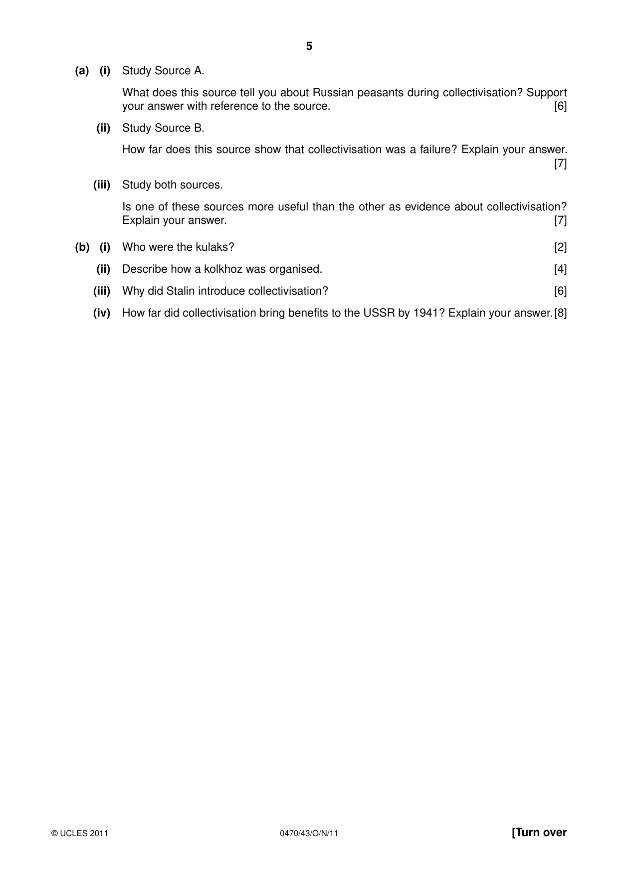 Cambridge IGCSE History 0470 2011 Oct/Nov Paper 4 · Variant 3 question paper, page 5 of 12