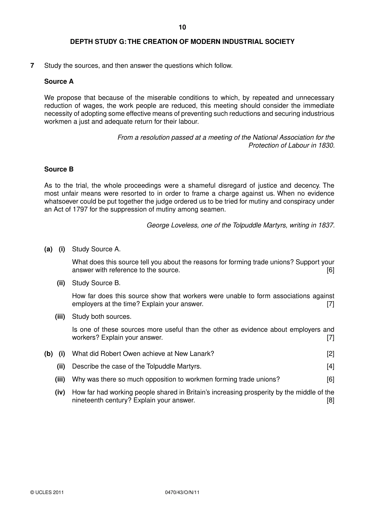 Cambridge IGCSE History 0470 2011 Oct/Nov Paper 4 · Variant 3 question paper, page 10 of 12