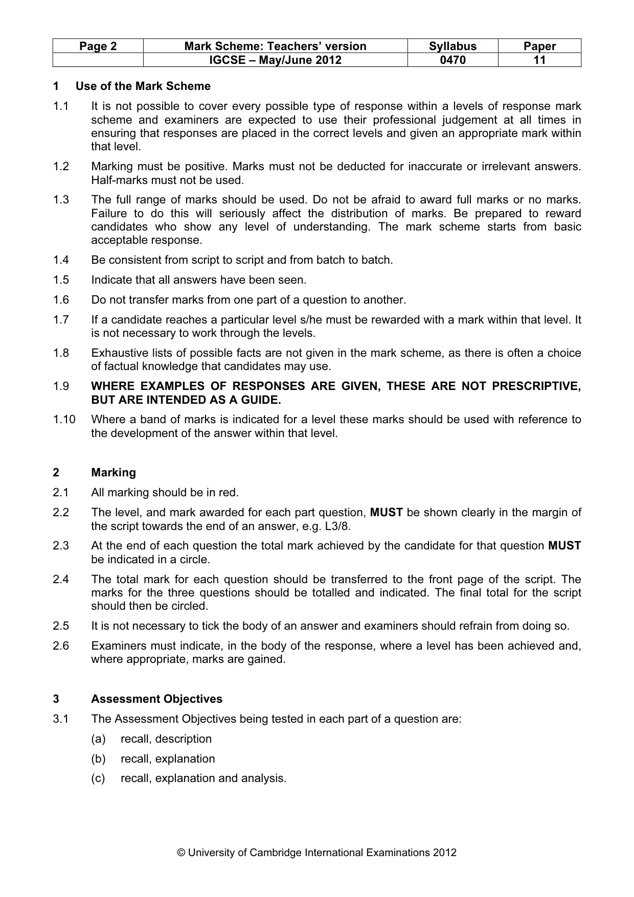 Mark scheme, page 2 of 77