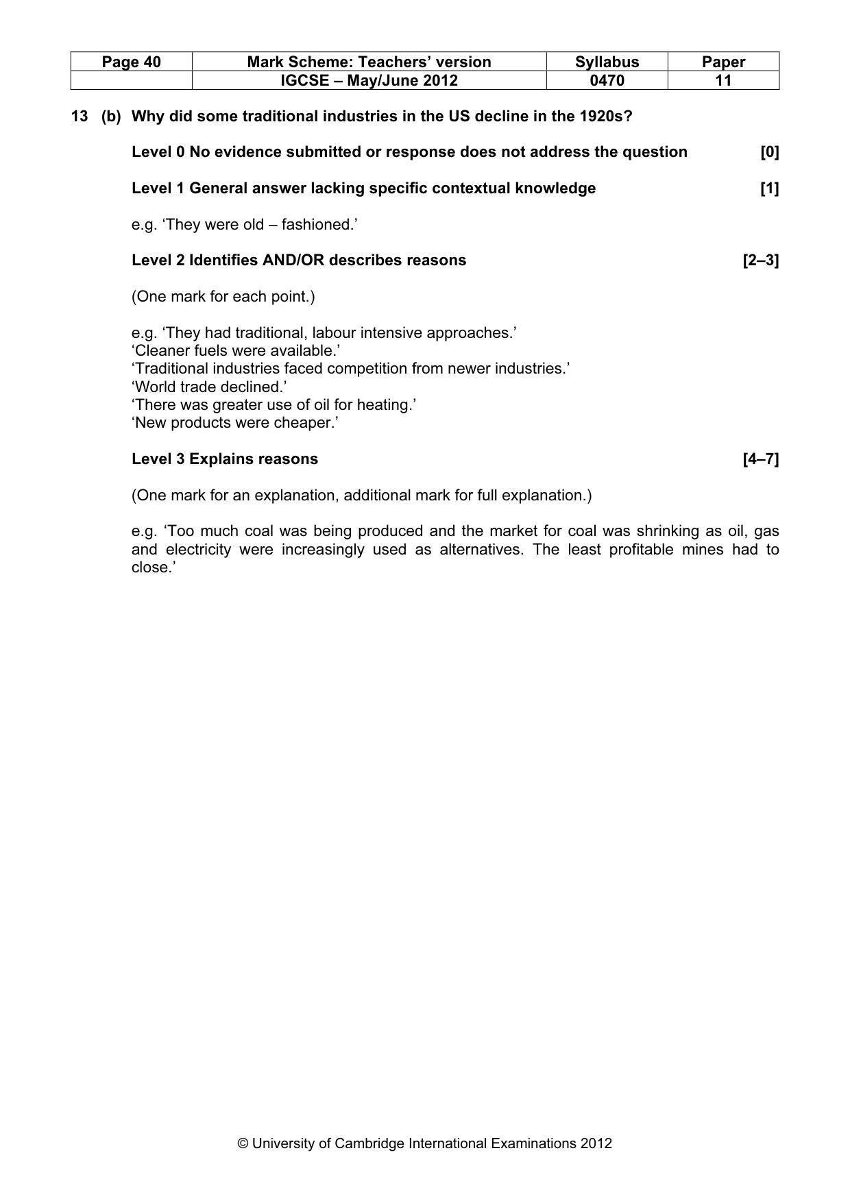 Mark scheme, page 40 of 77