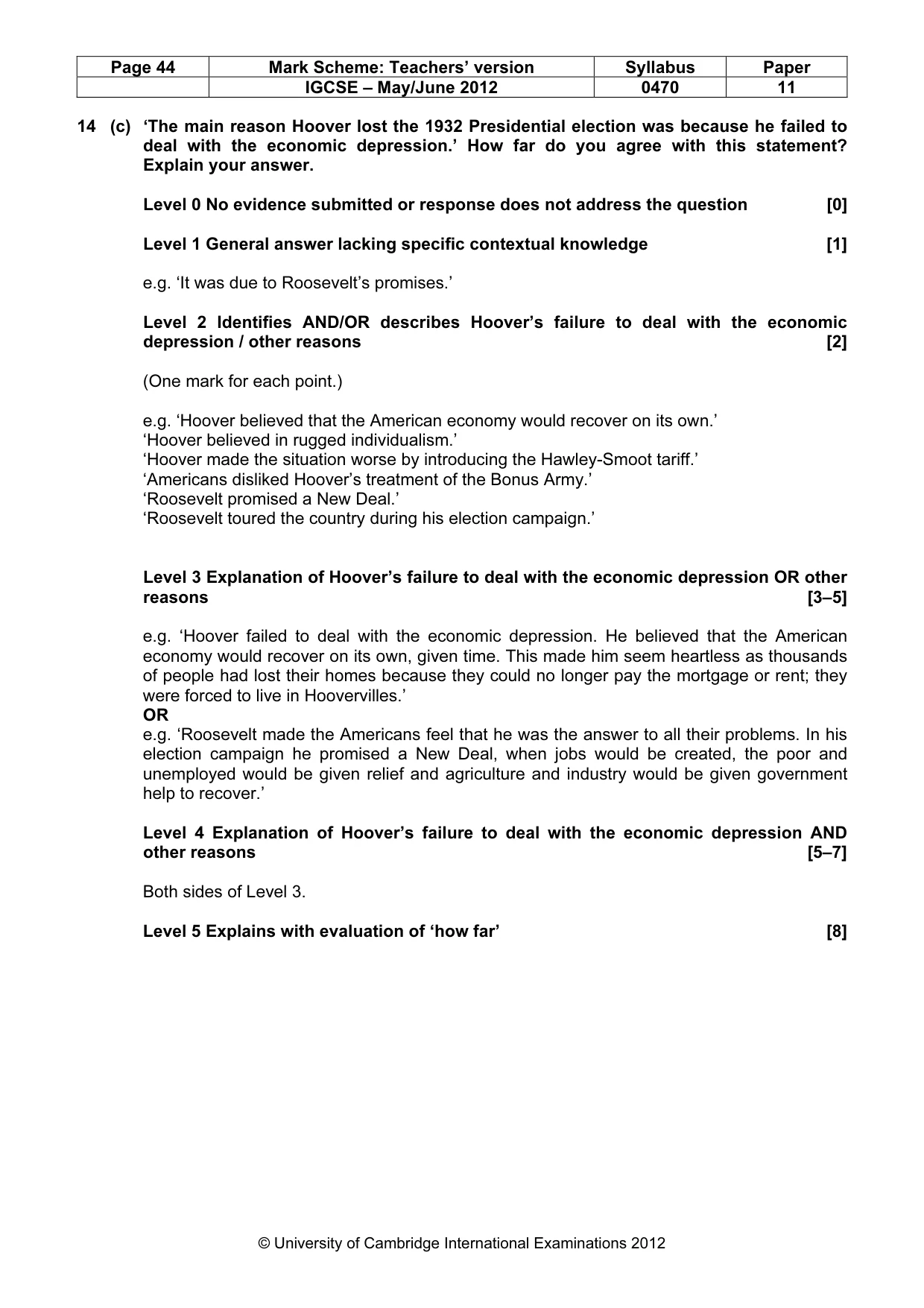 Mark scheme, page 44 of 77