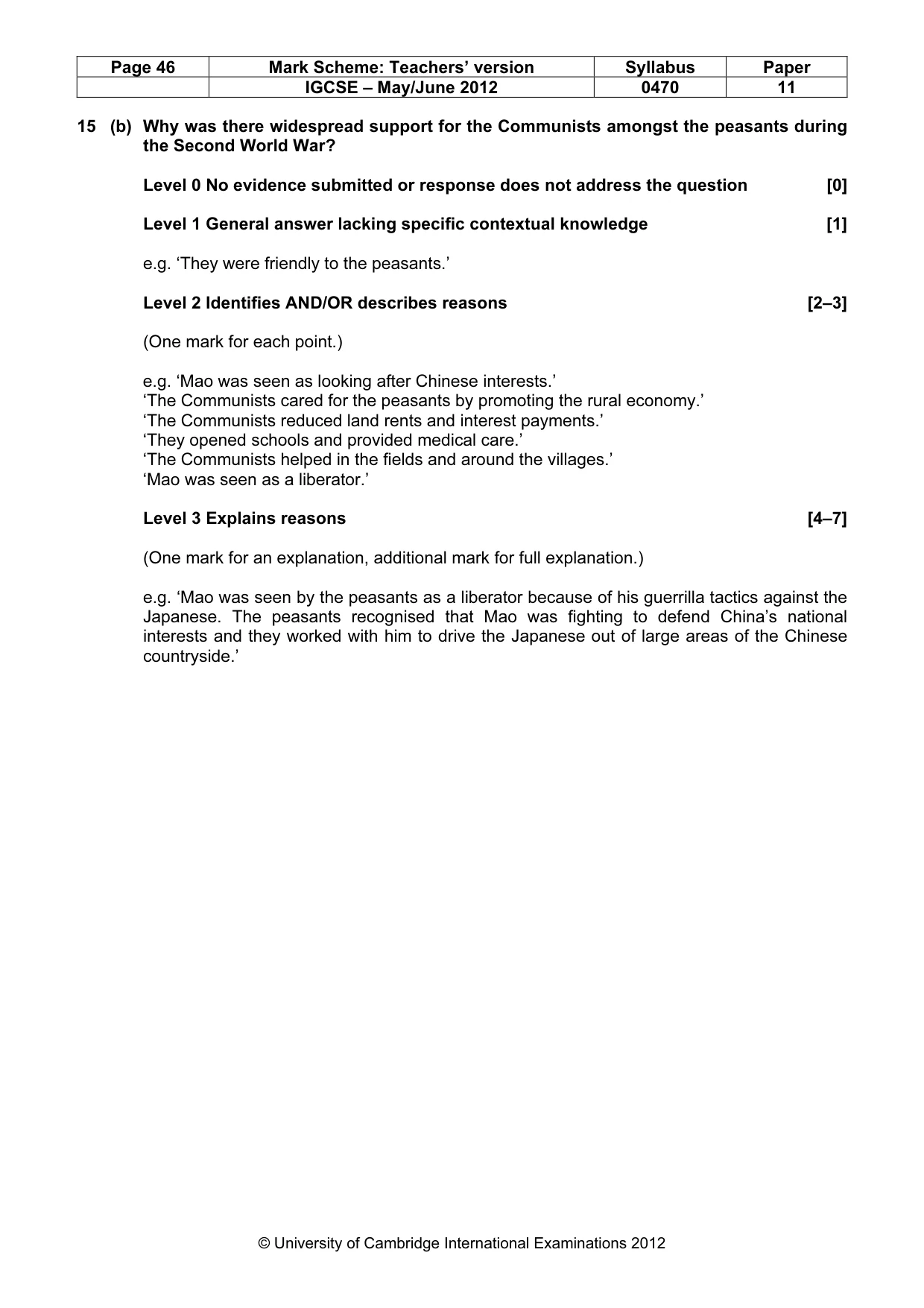 Mark scheme, page 46 of 77