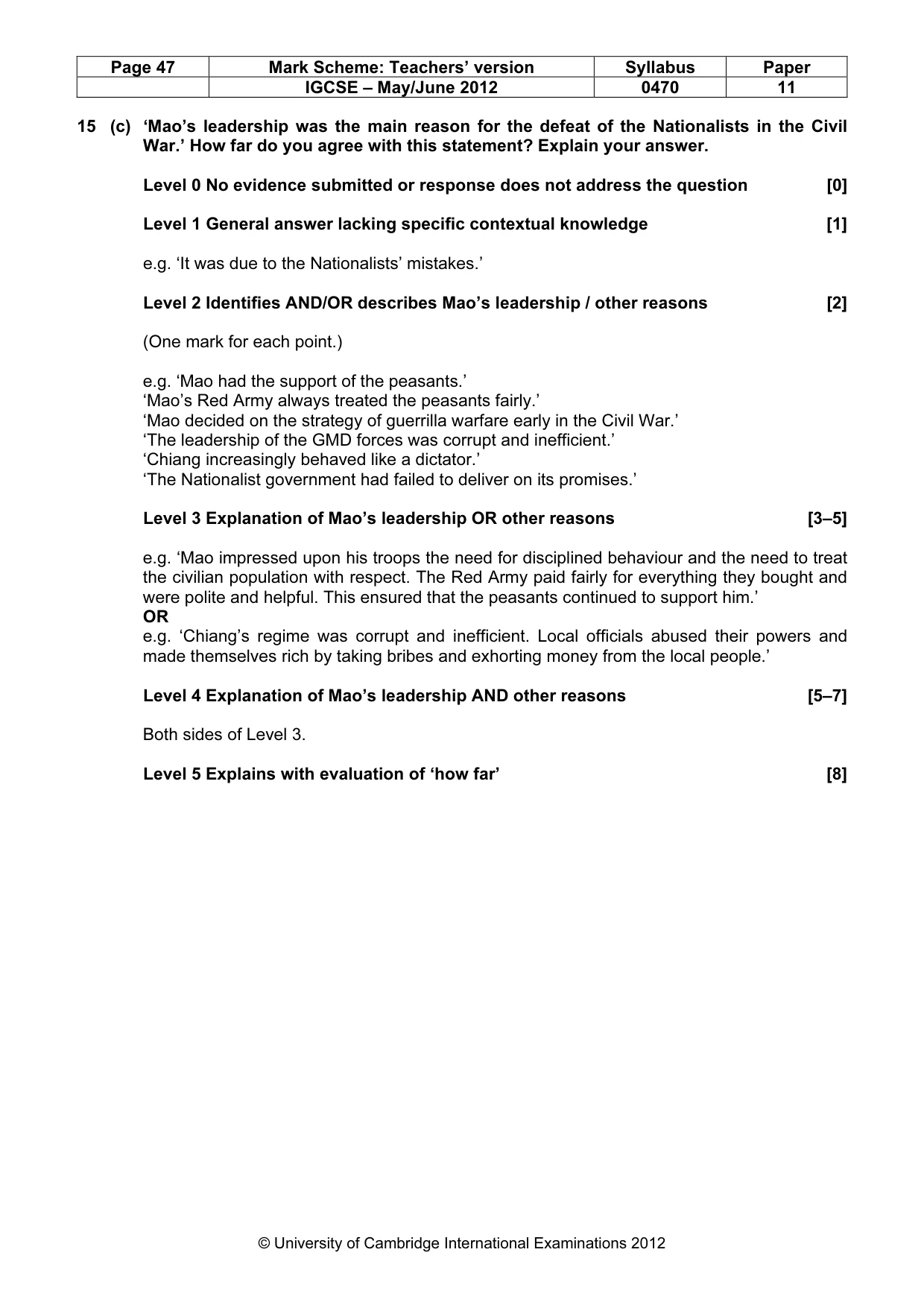 Mark scheme, page 47 of 77