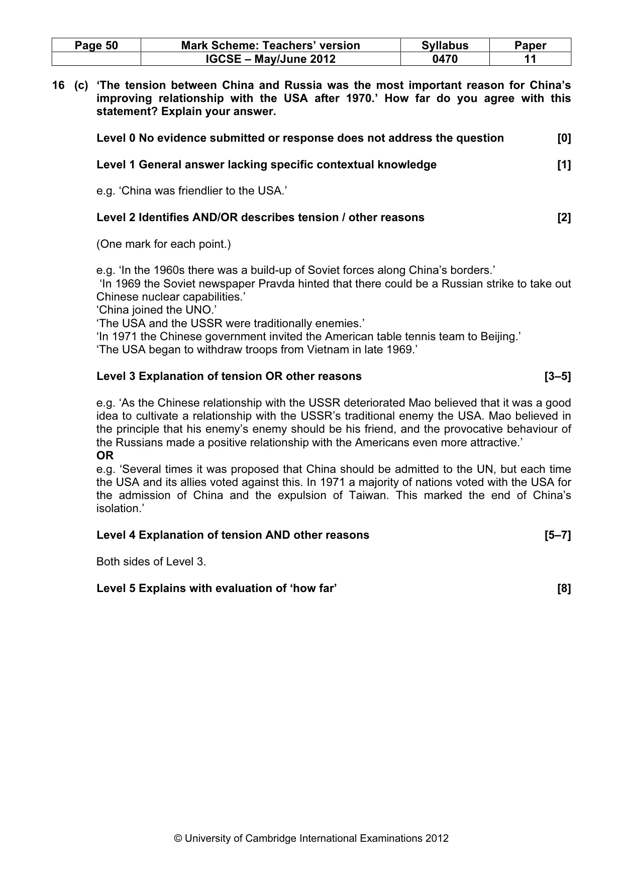 Mark scheme, page 50 of 77