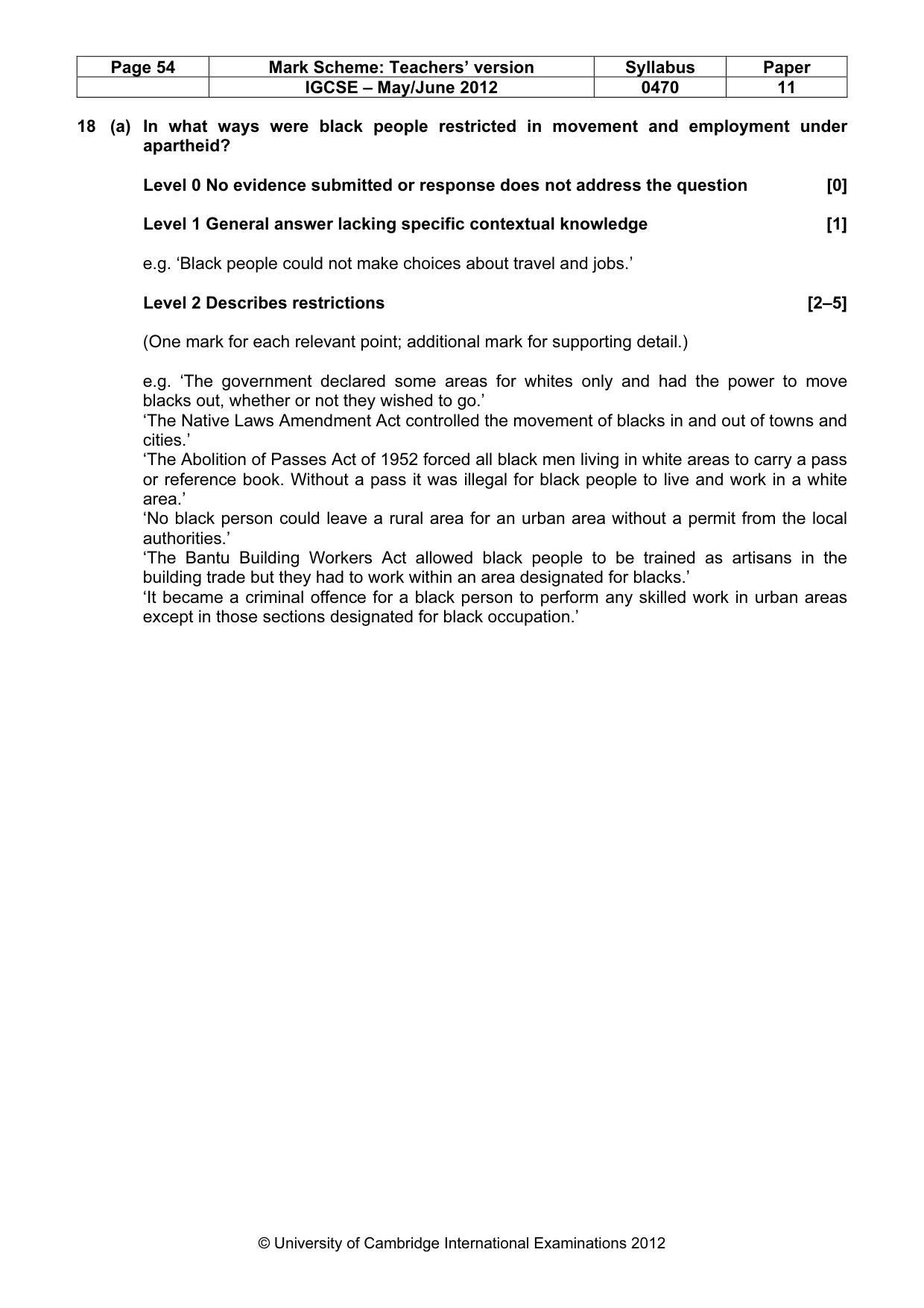 Mark scheme, page 54 of 77