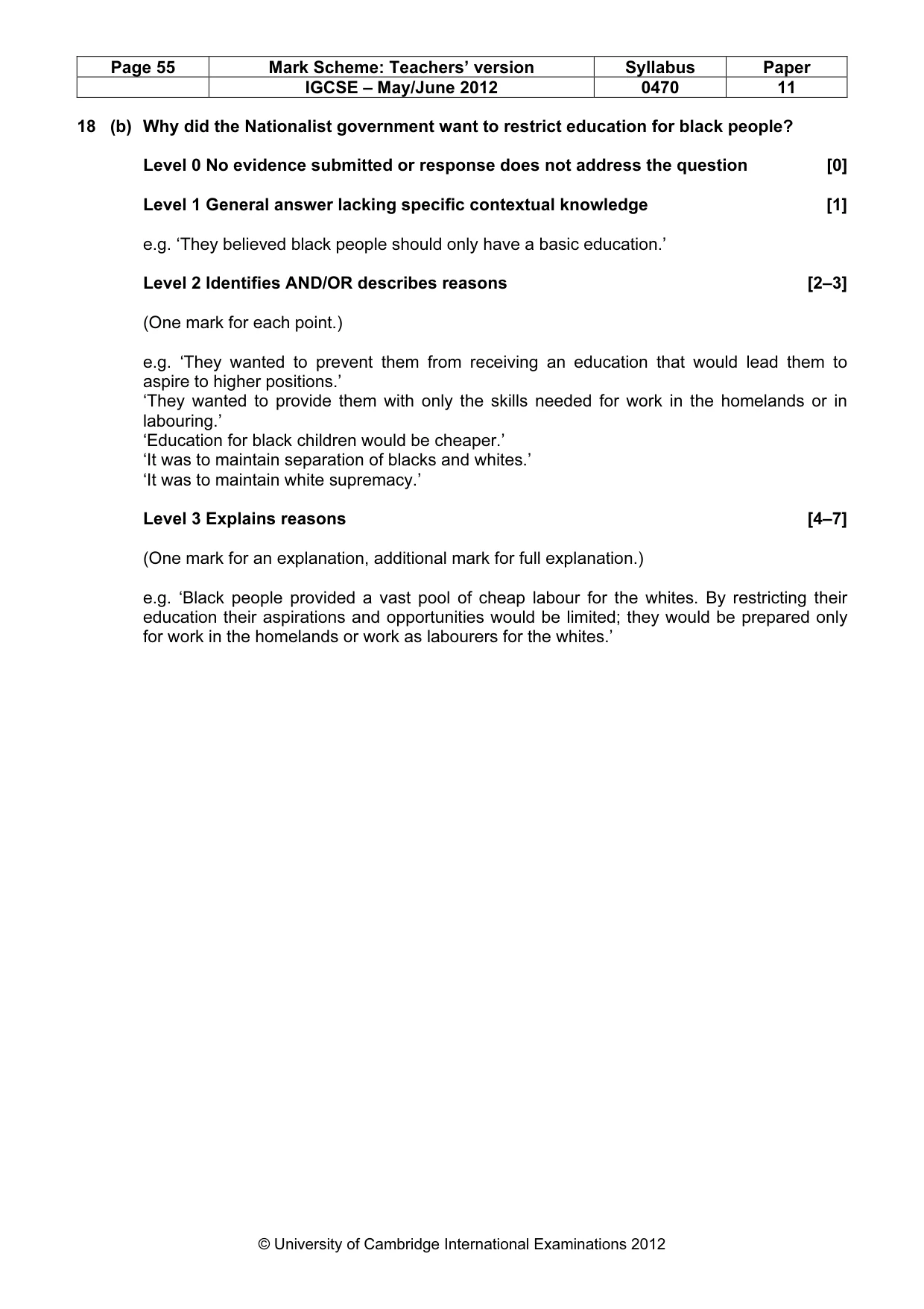 Mark scheme, page 55 of 77