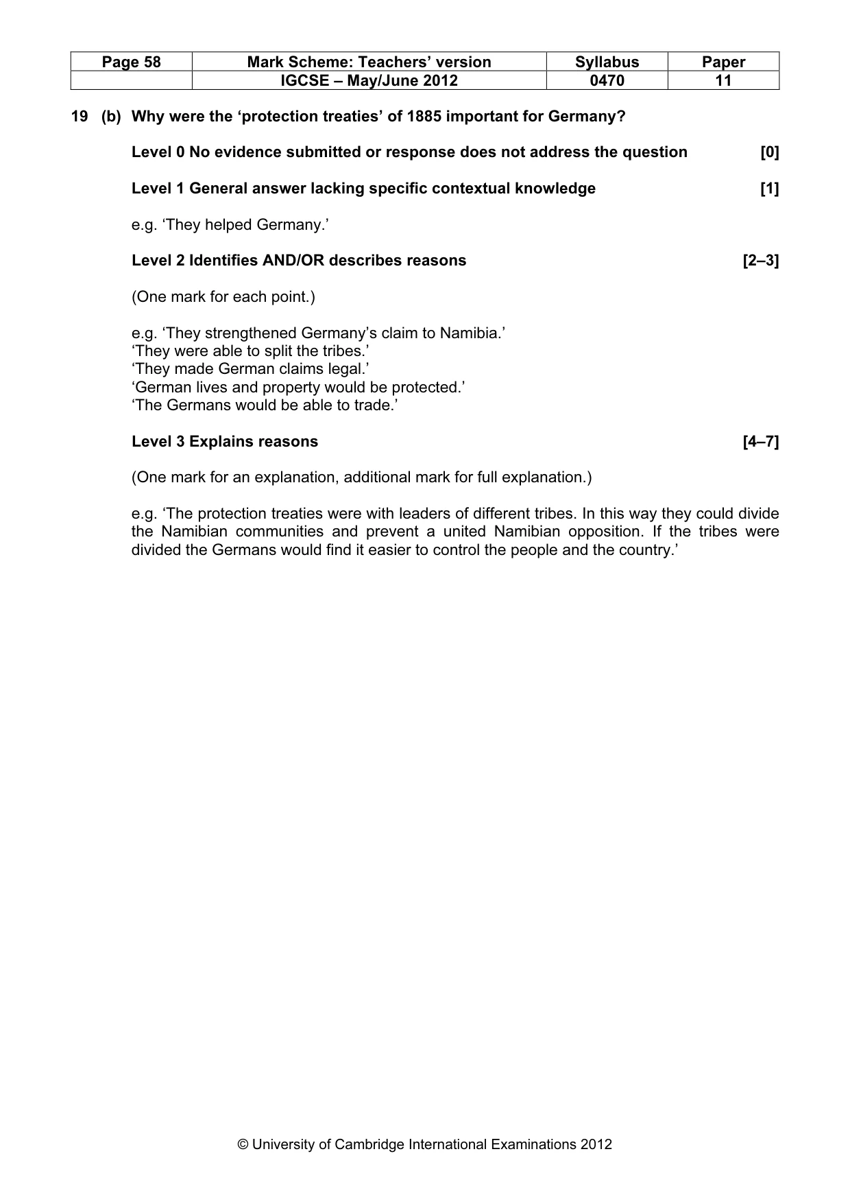Mark scheme, page 58 of 77