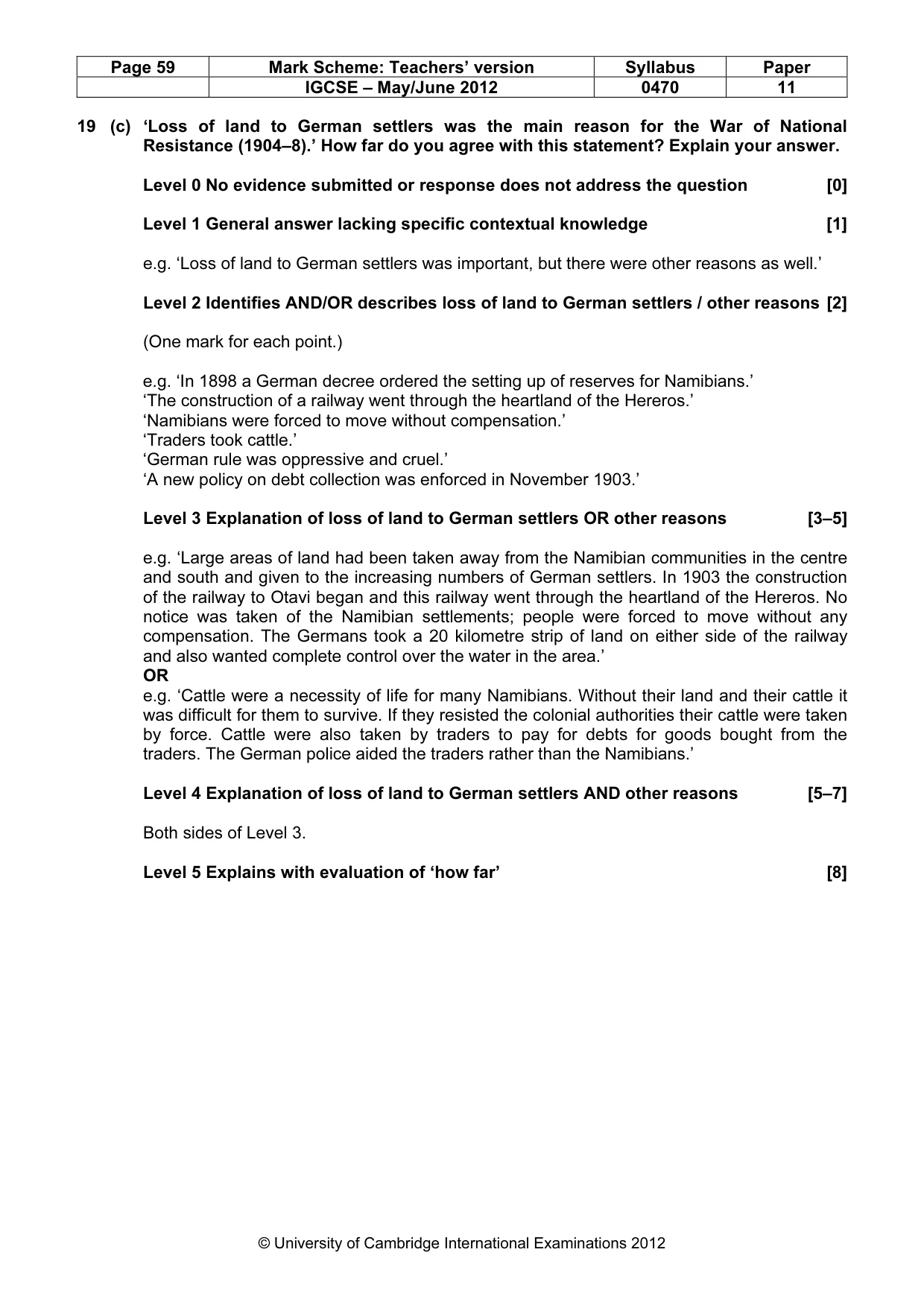 Mark scheme, page 59 of 77
