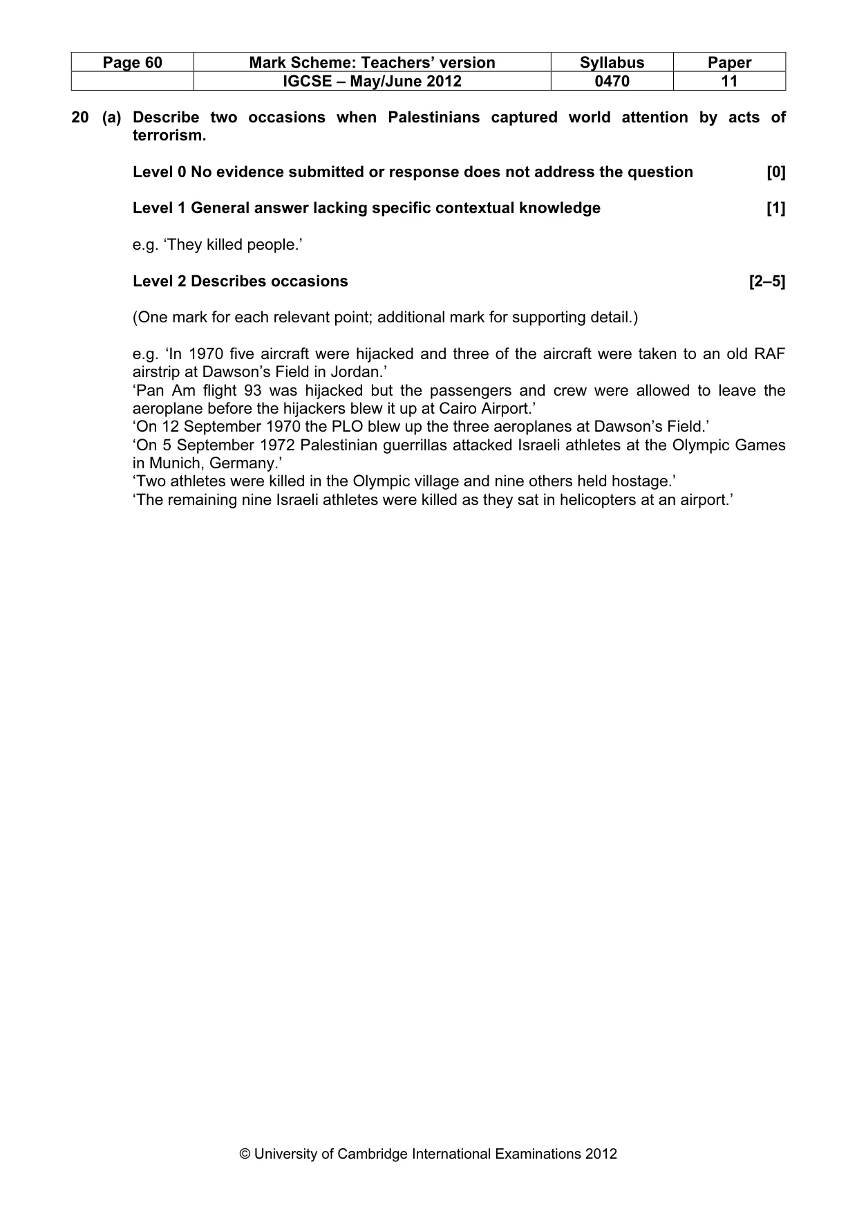 Mark scheme, page 60 of 77