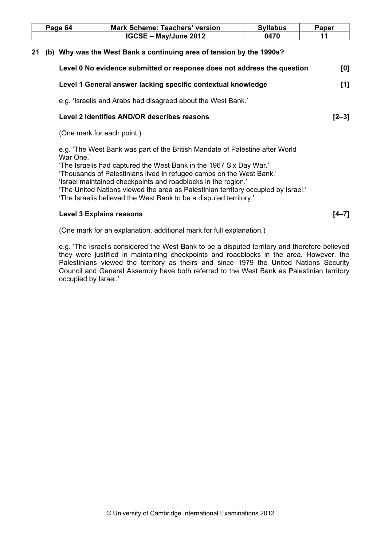 Mark scheme, page 64 of 77