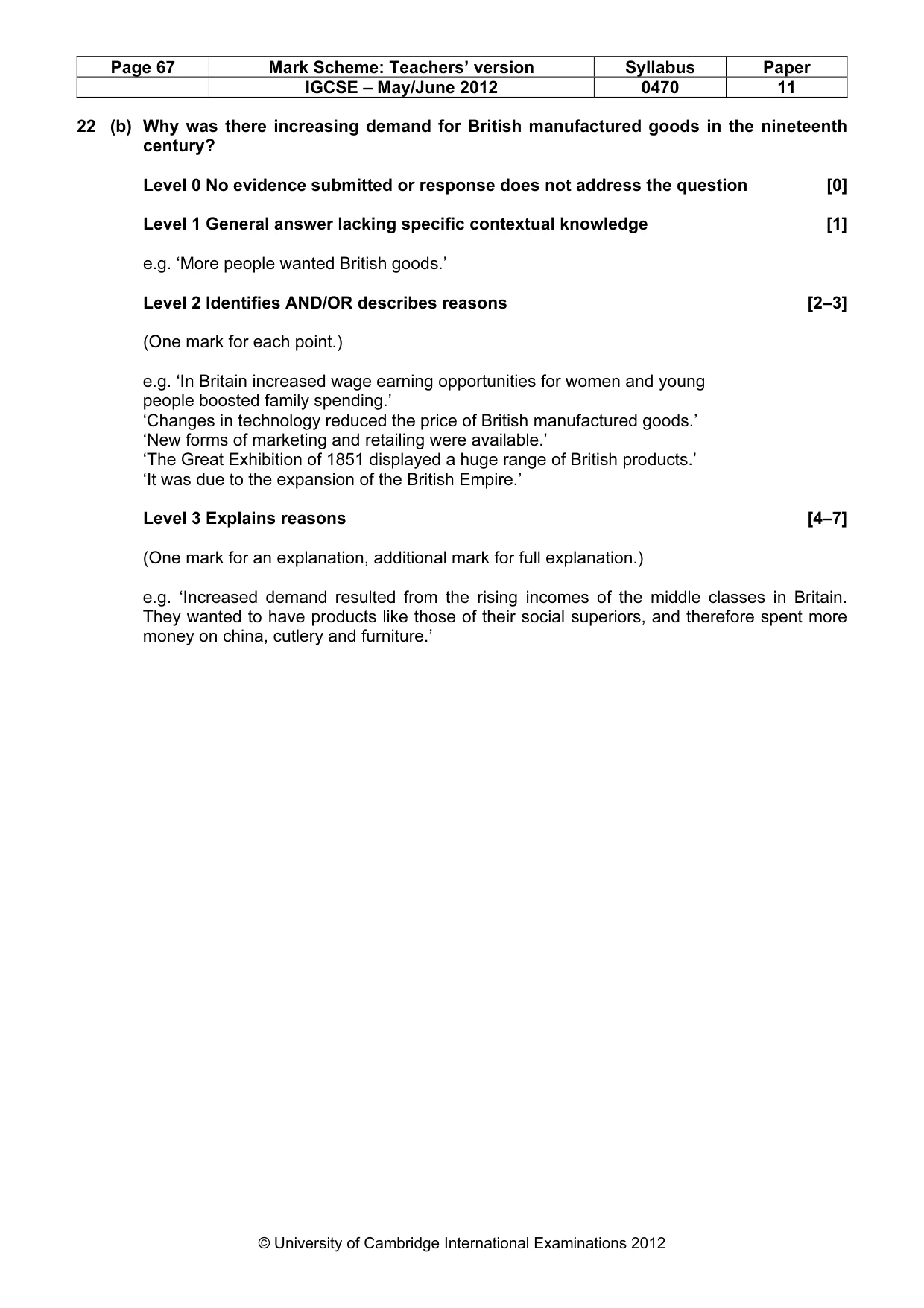 Mark scheme, page 67 of 77