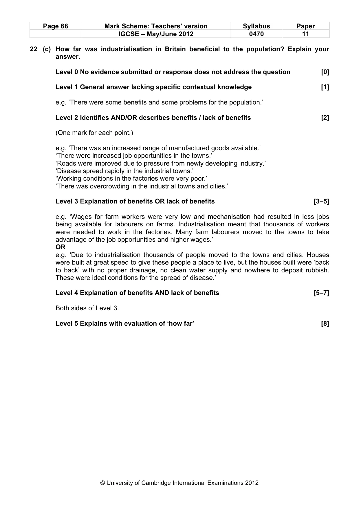 Mark scheme, page 68 of 77