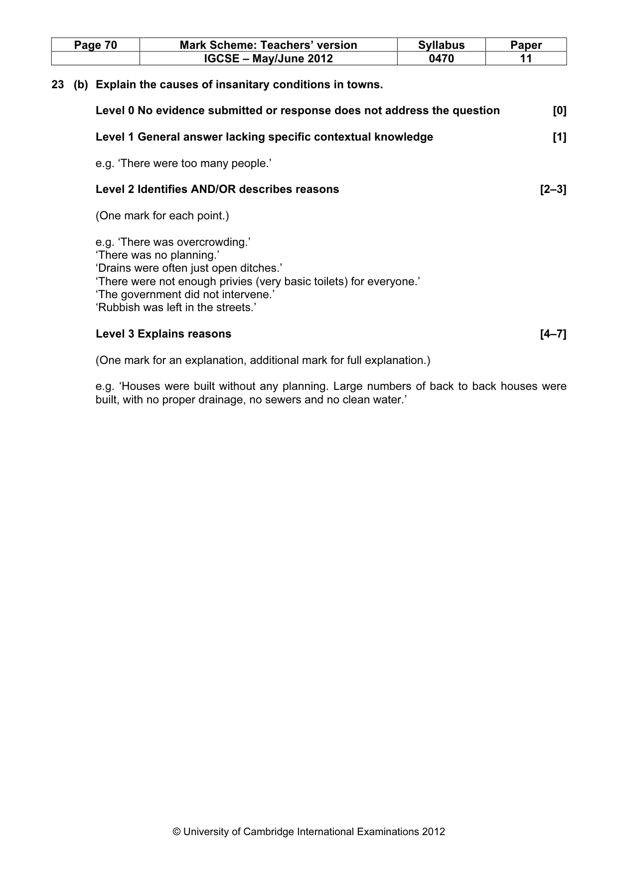 Mark scheme, page 70 of 77