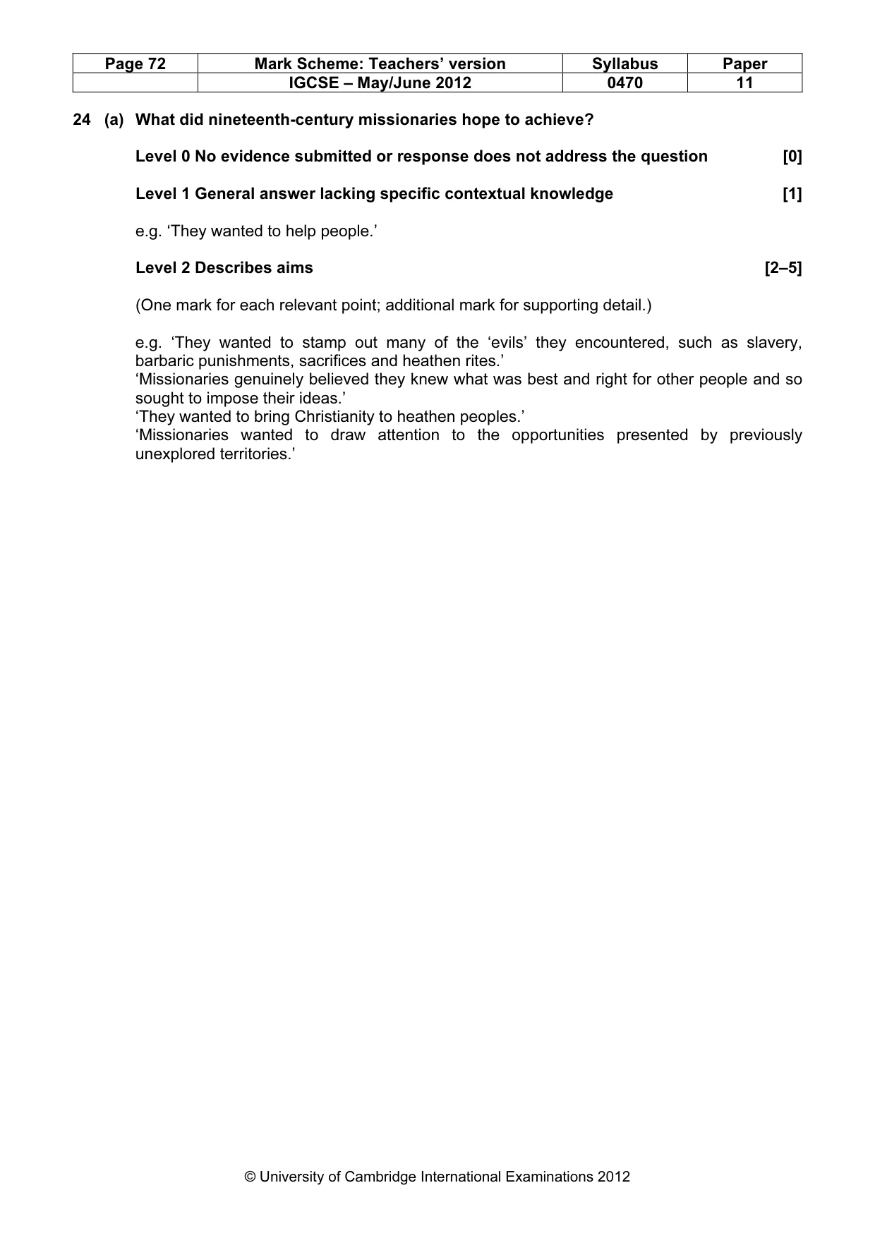 Mark scheme, page 72 of 77