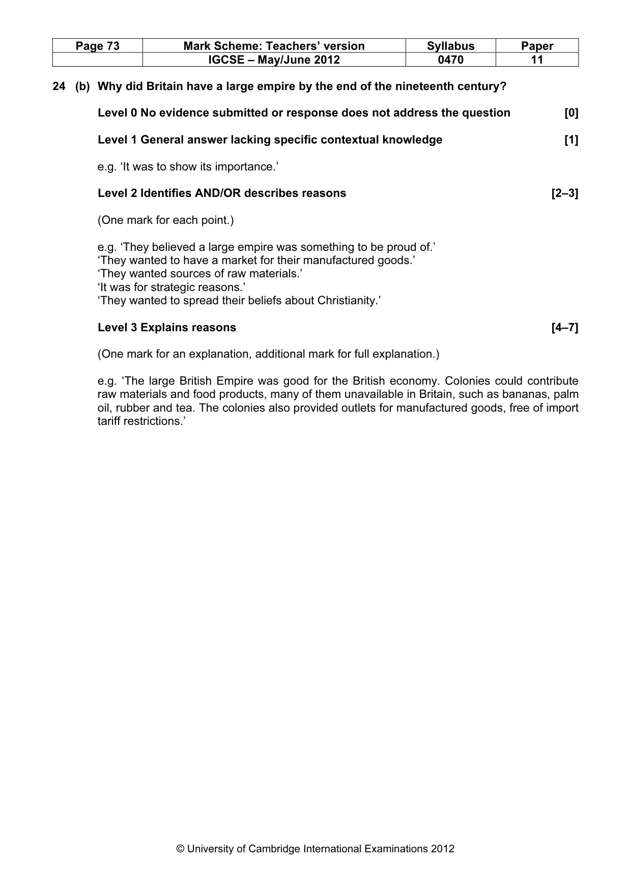 Mark scheme, page 73 of 77