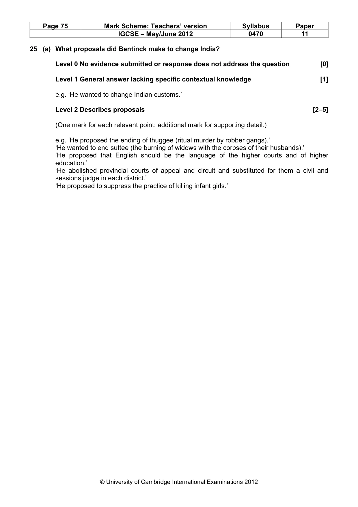 Mark scheme, page 75 of 77