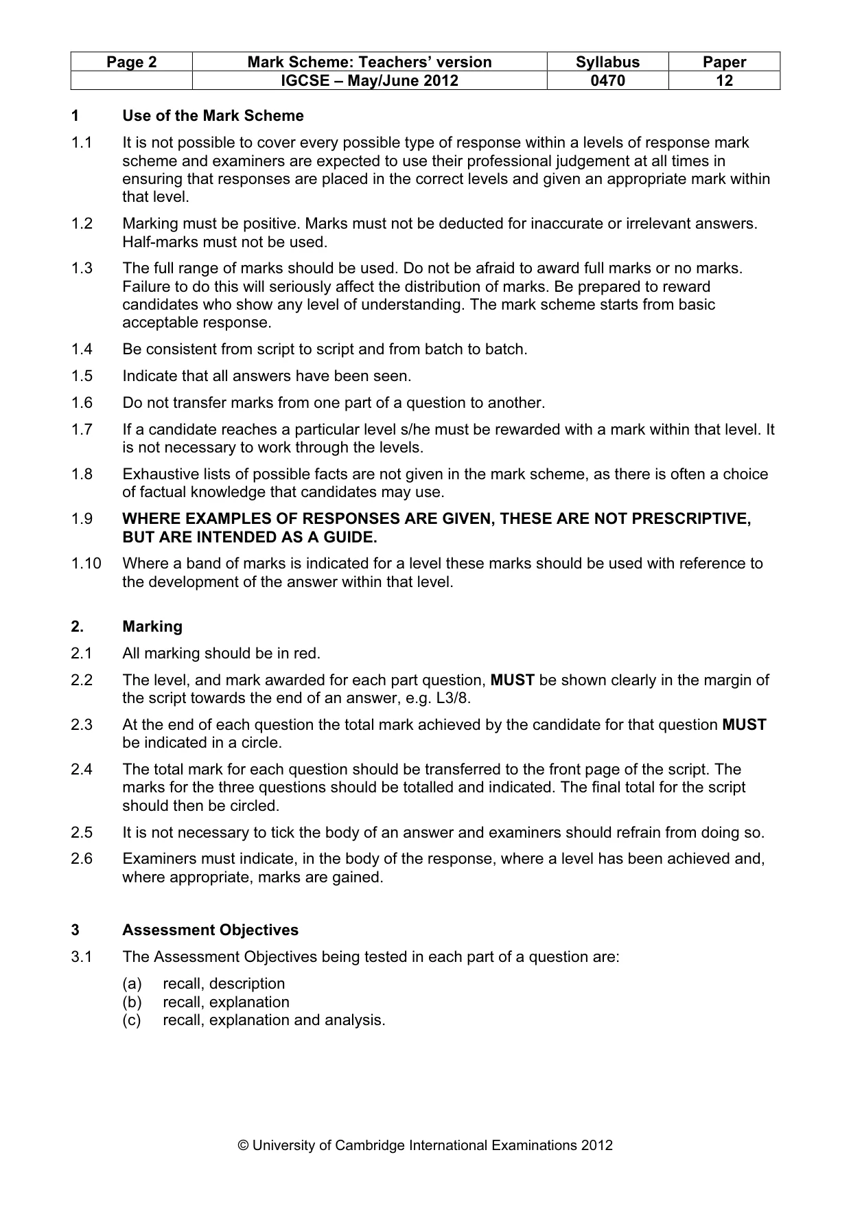 Mark scheme, page 2 of 77